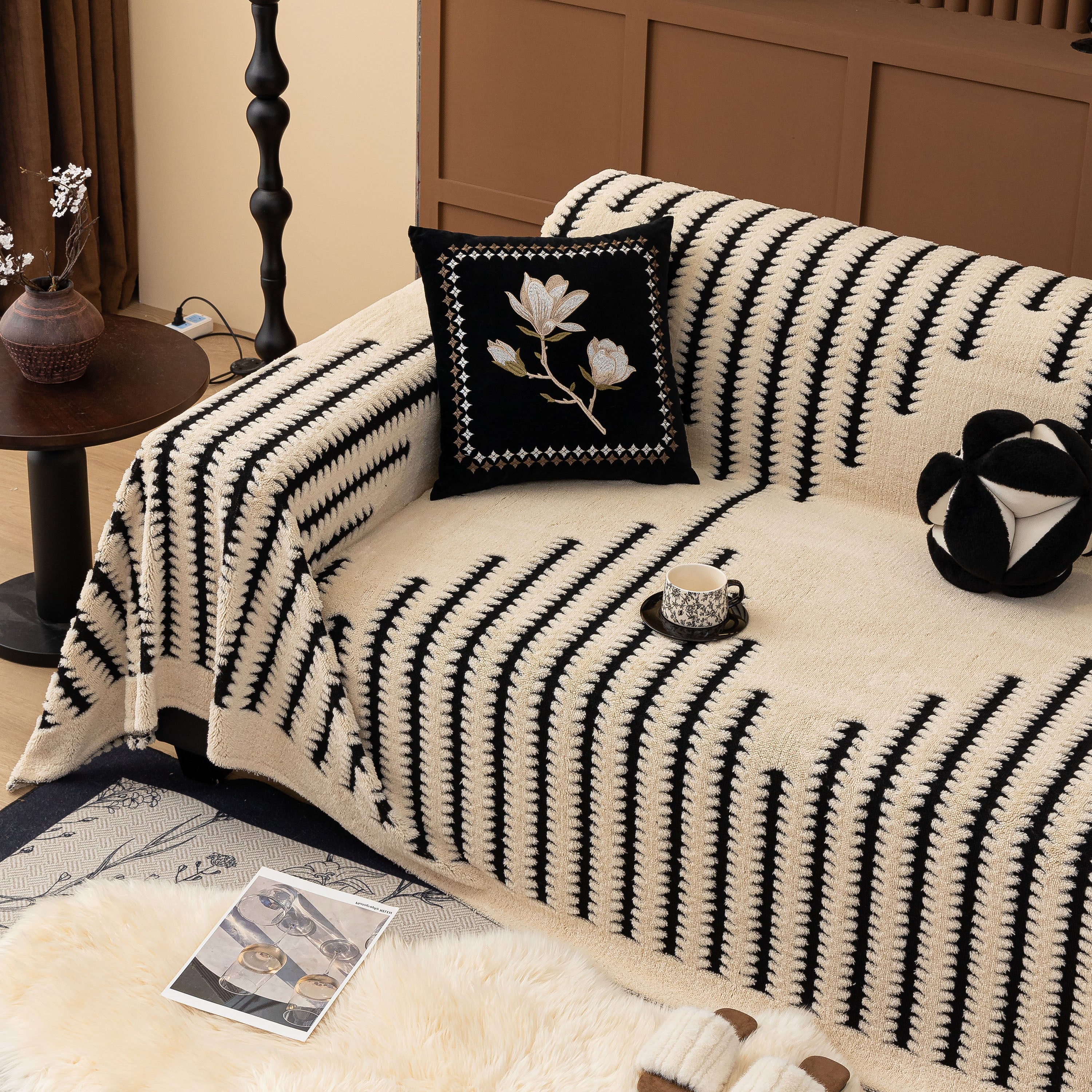 Jacquard Fleece Throw Blanket For Couch Plush Fuzzy Cozy Soft Blankets And Throws For Sofa