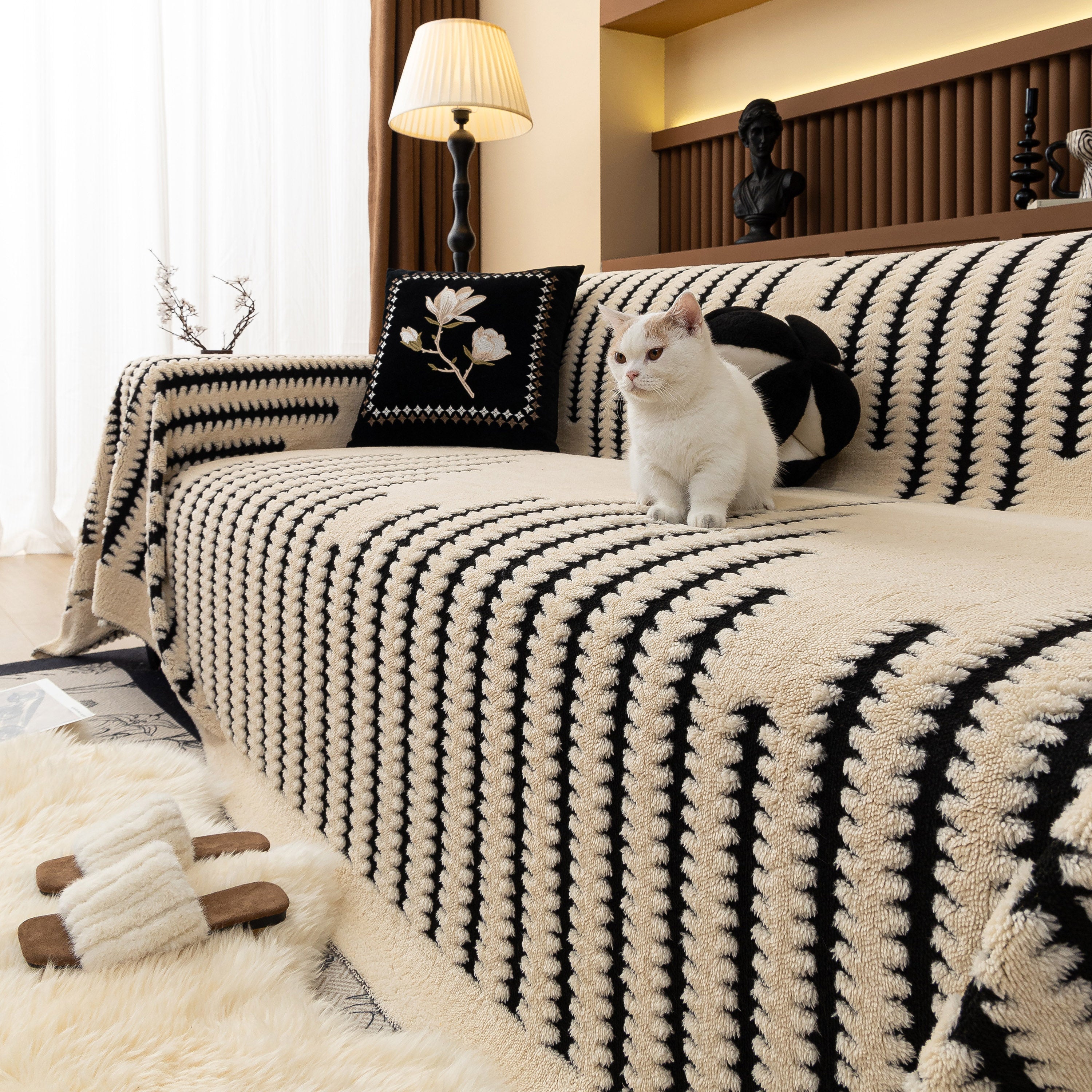 Jacquard Fleece Throw Blanket For Couch Plush Fuzzy Cozy Soft Blankets And Throws For Sofa