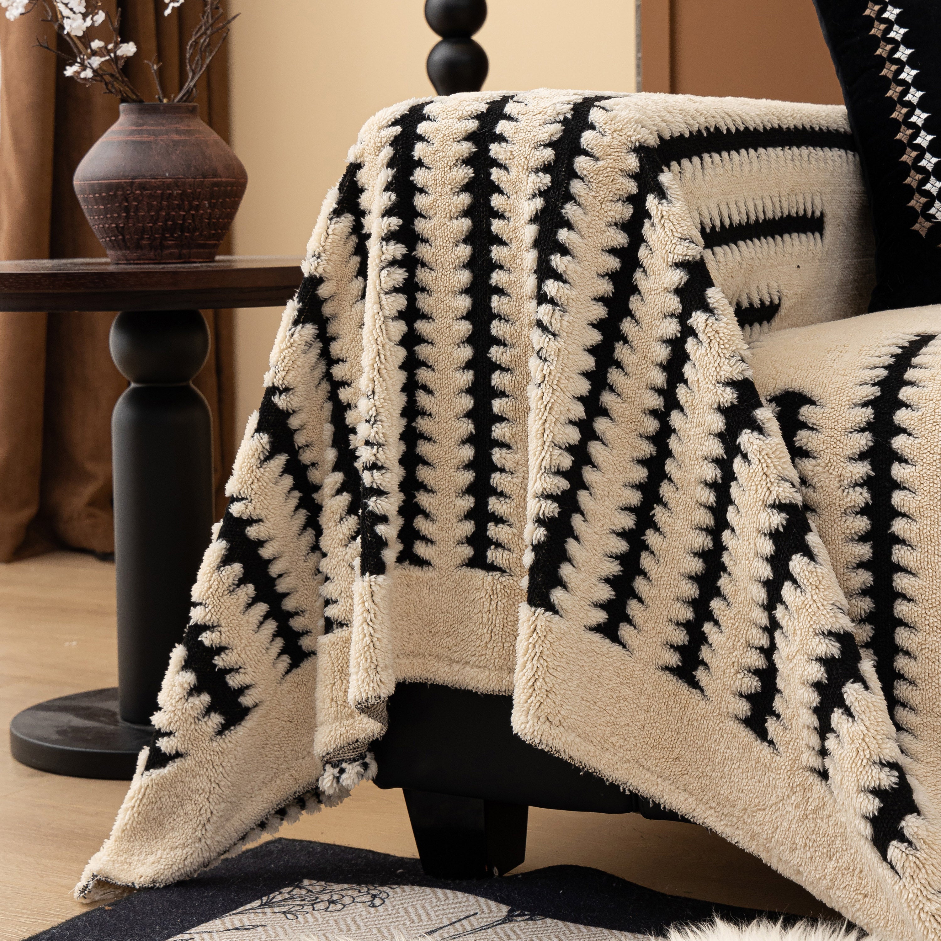 Jacquard Fleece Throw Blanket For Couch Plush Fuzzy Cozy Soft Blankets And Throws For Sofa