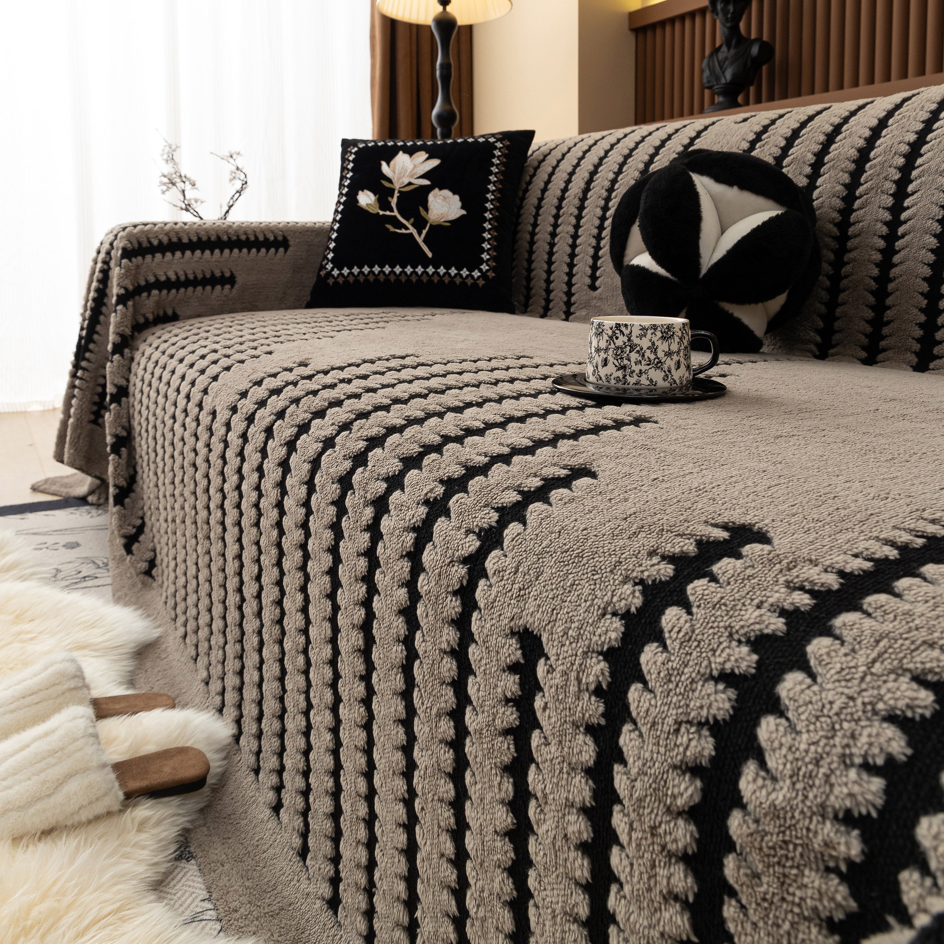 Jacquard Fleece Throw Blanket For Couch Plush Fuzzy Cozy Soft Blankets And Throws For Sofa
