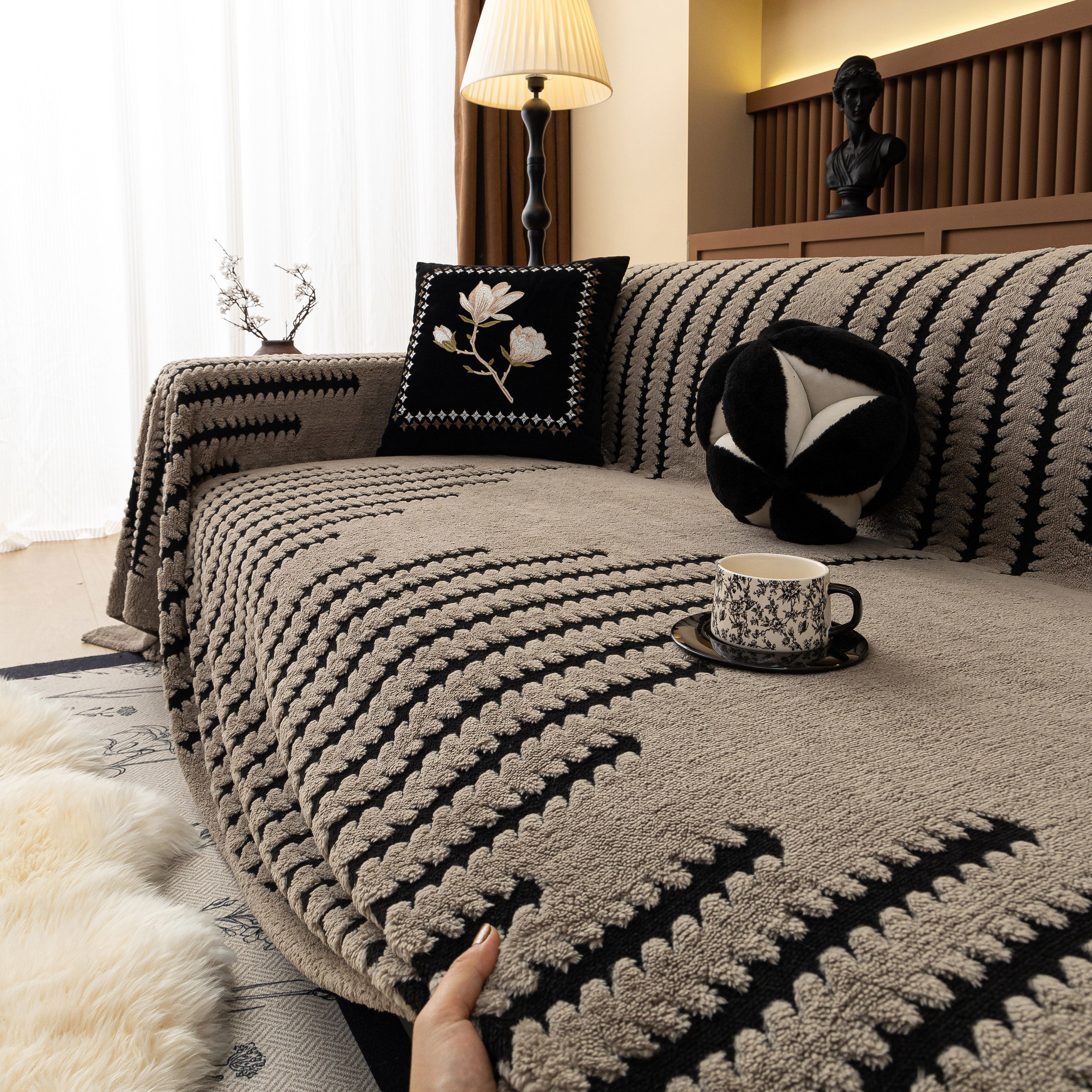 Jacquard Fleece Throw Blanket For Couch Plush Fuzzy Cozy Soft Blankets And Throws For Sofa