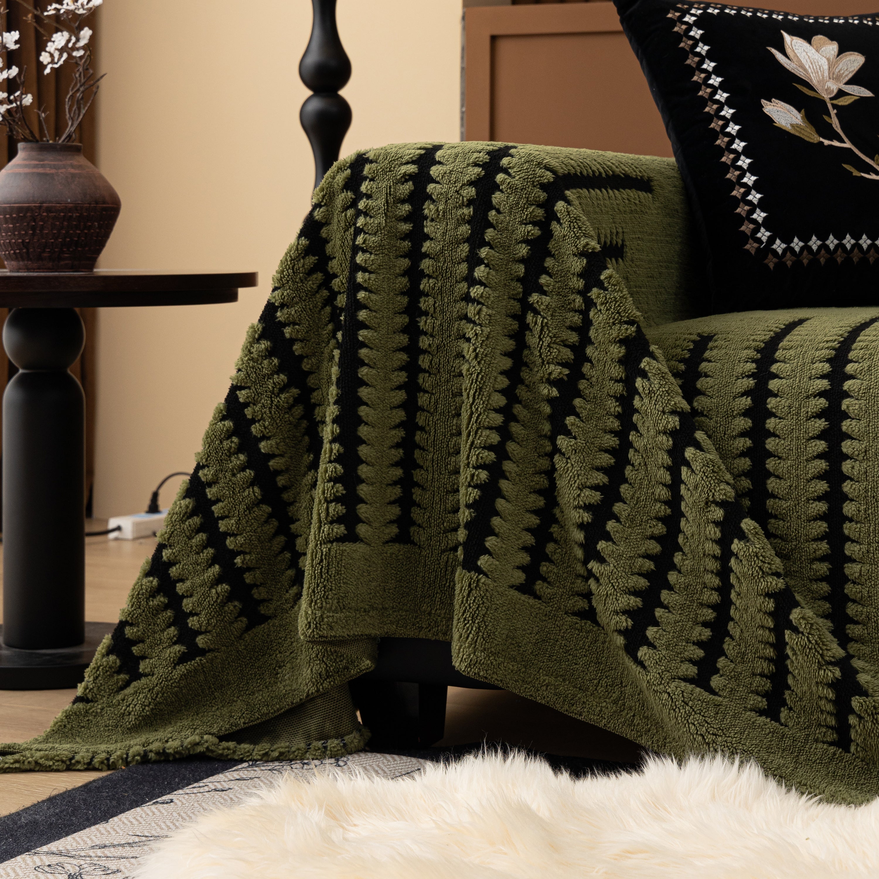 Jacquard Fleece Throw Blanket For Couch Plush Fuzzy Cozy Soft Blankets And Throws For Sofa