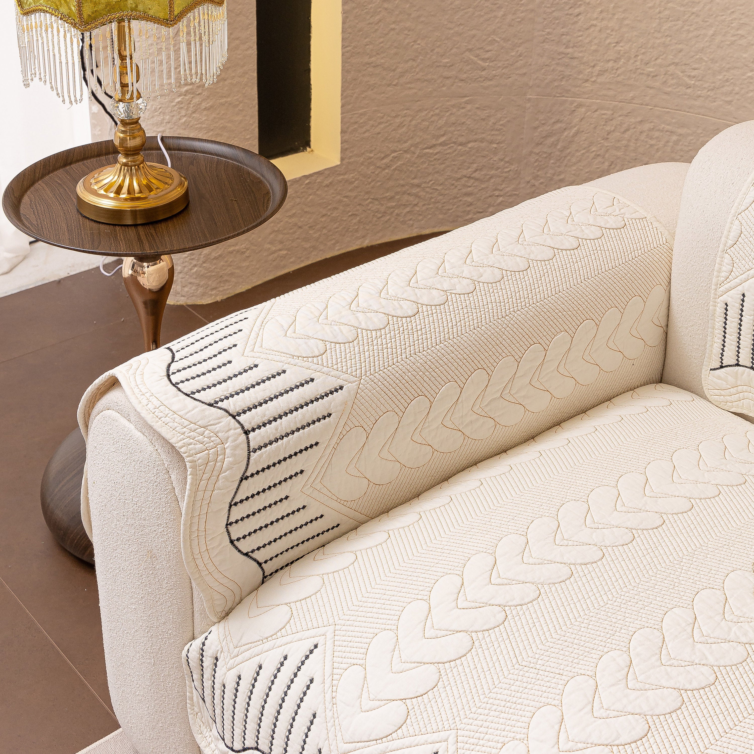 3d Quilted Thick Cotton Sofa Cover Non-slip Couch Throw For Fabric & Leather Sofas
