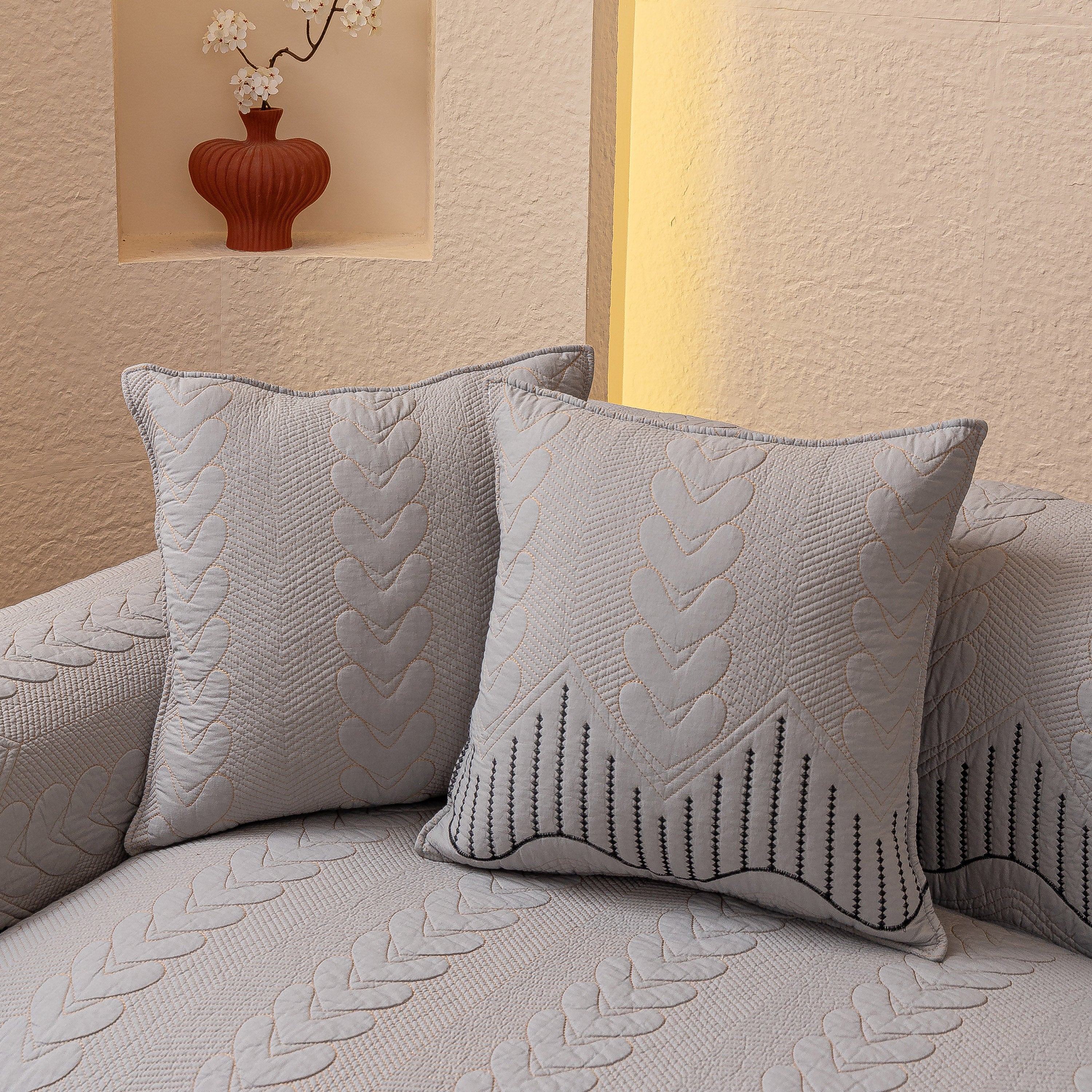 3d Quilted Thick Cotton Sofa Cover Non-slip Couch Throw For Fabric & Leather Sofas