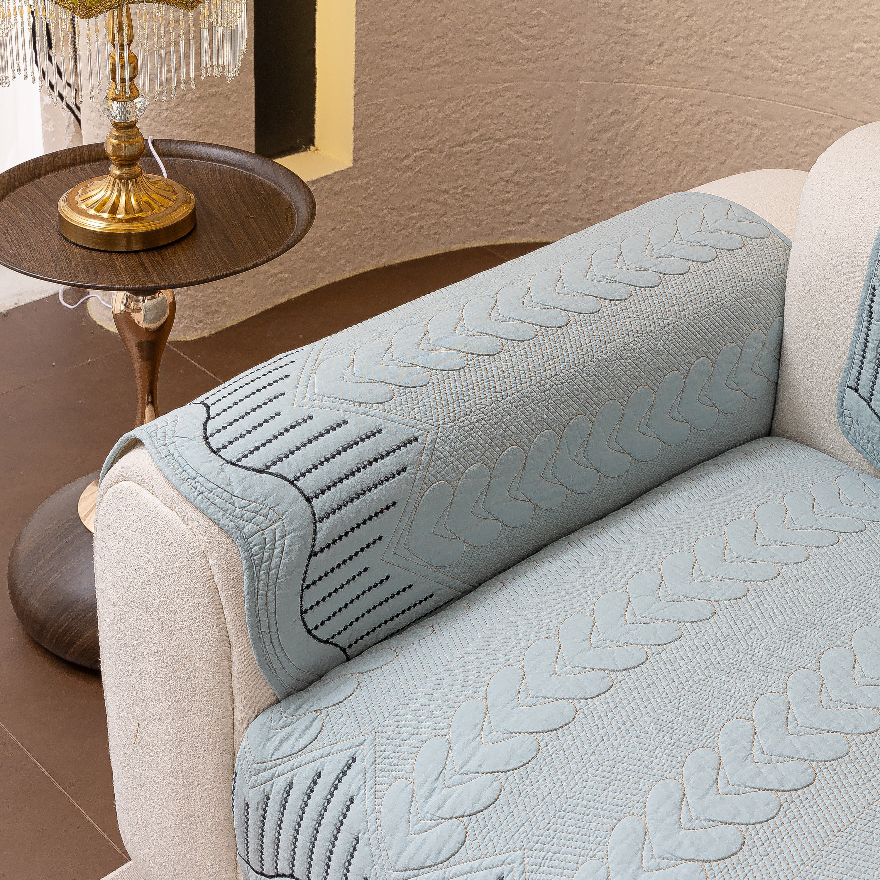 3d Quilted Thick Cotton Sofa Cover Non-slip Couch Throw For Fabric & Leather Sofas