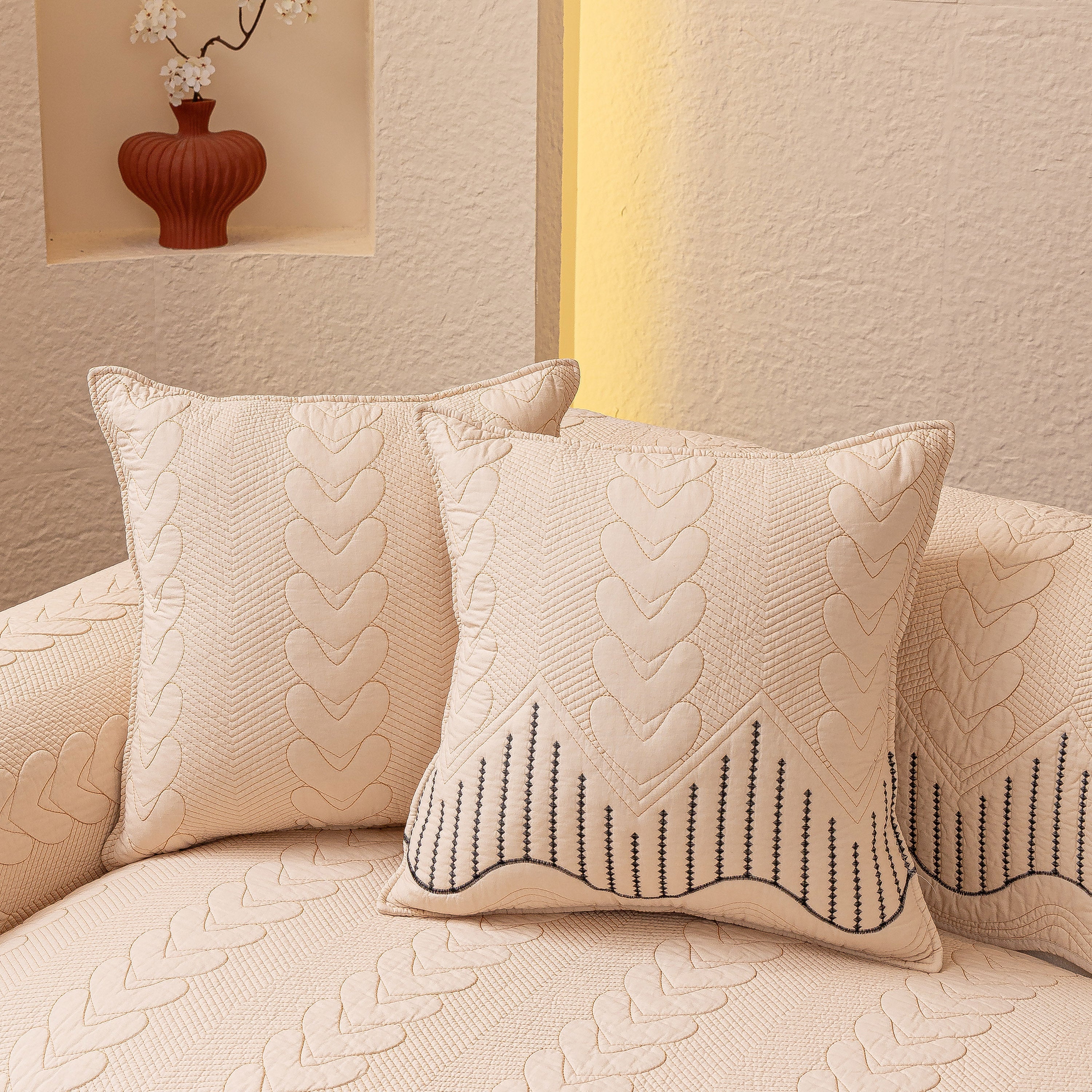 3d Quilted Thick Cotton Sofa Cover Non-slip Couch Throw For Fabric & Leather Sofas