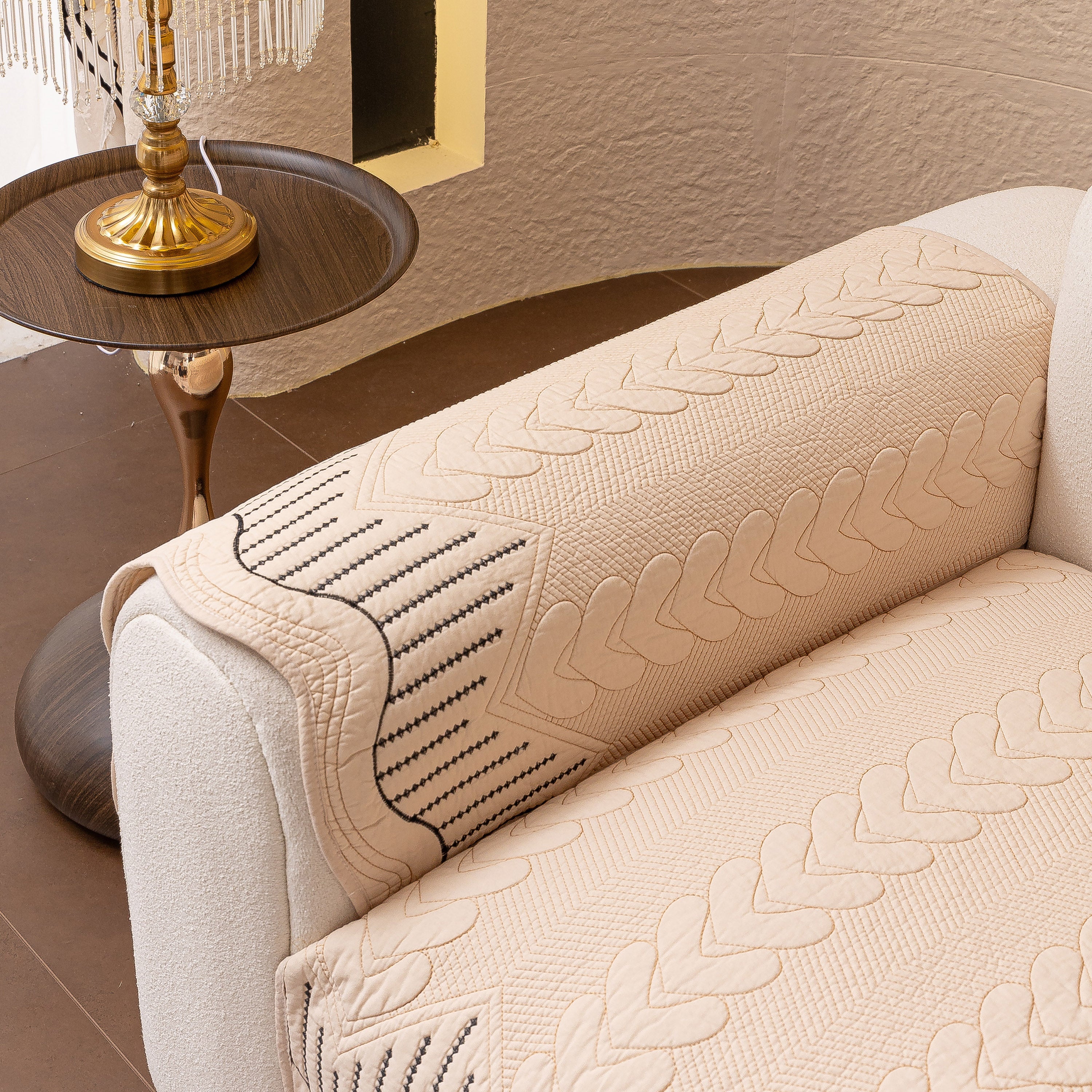 3d Quilted Thick Cotton Sofa Cover Non-slip Couch Throw For Fabric & Leather Sofas