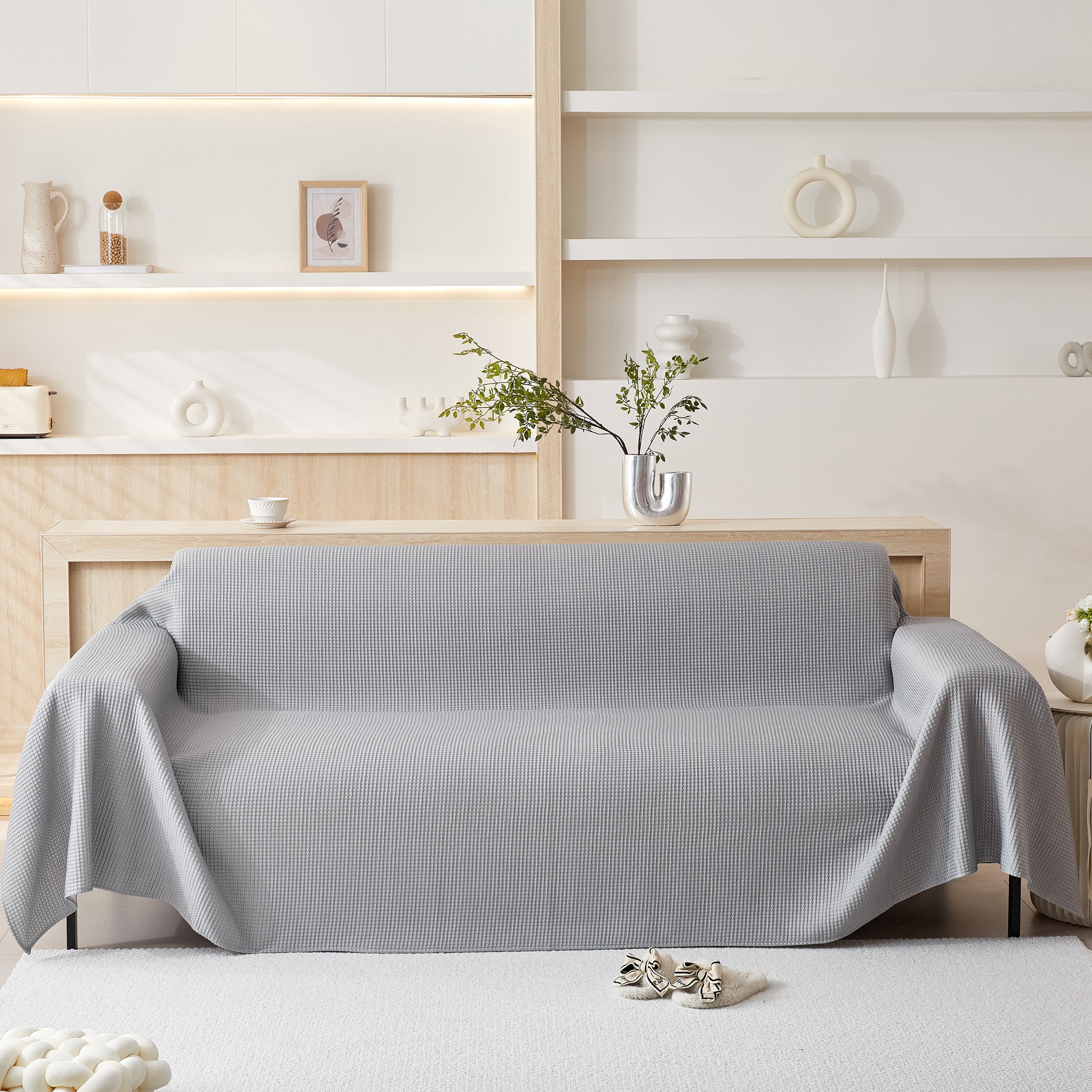 Cooling Comfy Throw Sofa Cover, Textured & Breathable, Multi-use Decorative Couch Covers For Summer