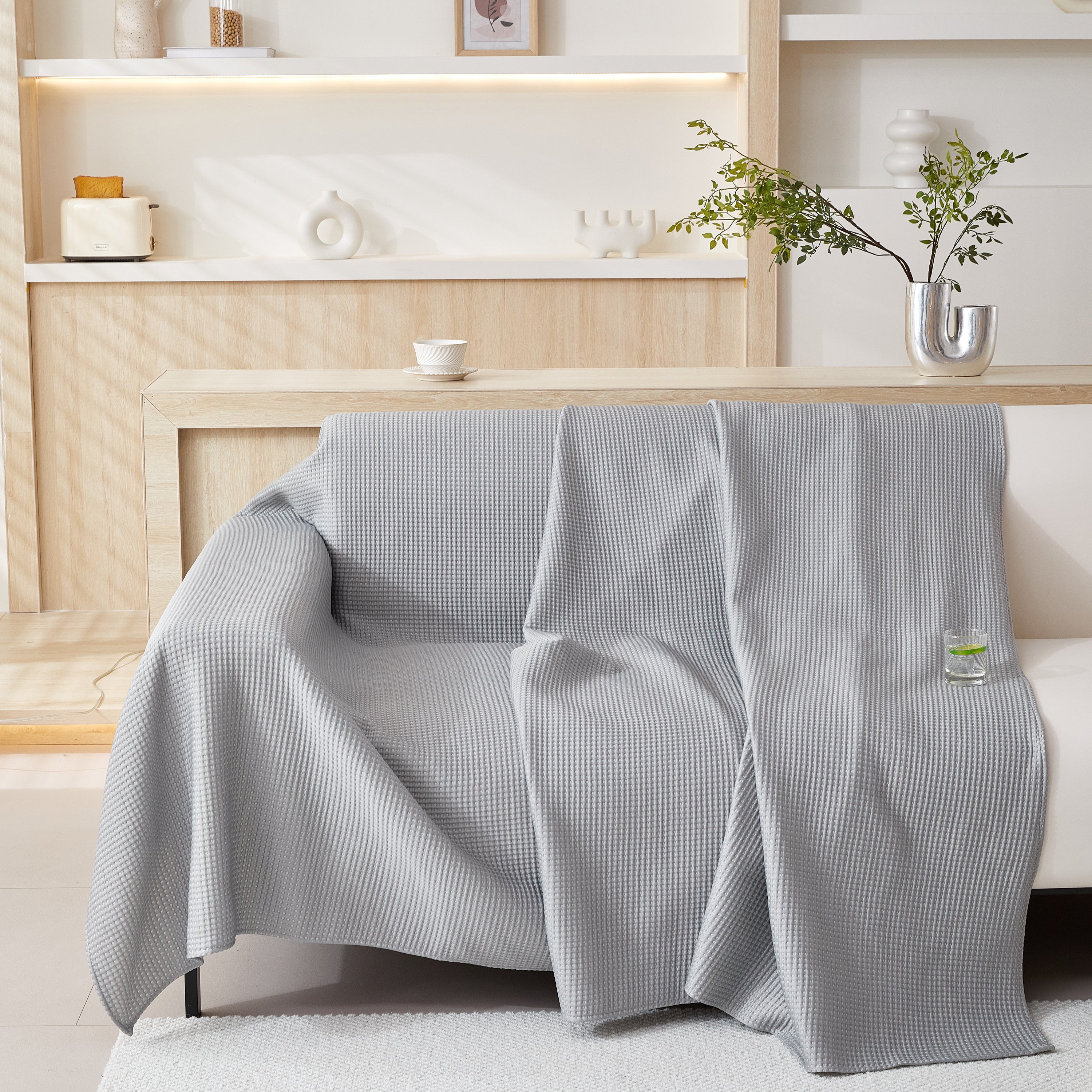 Cooling Comfy Throw Sofa Cover, Textured & Breathable, Multi-use Decorative Couch Covers For Summer