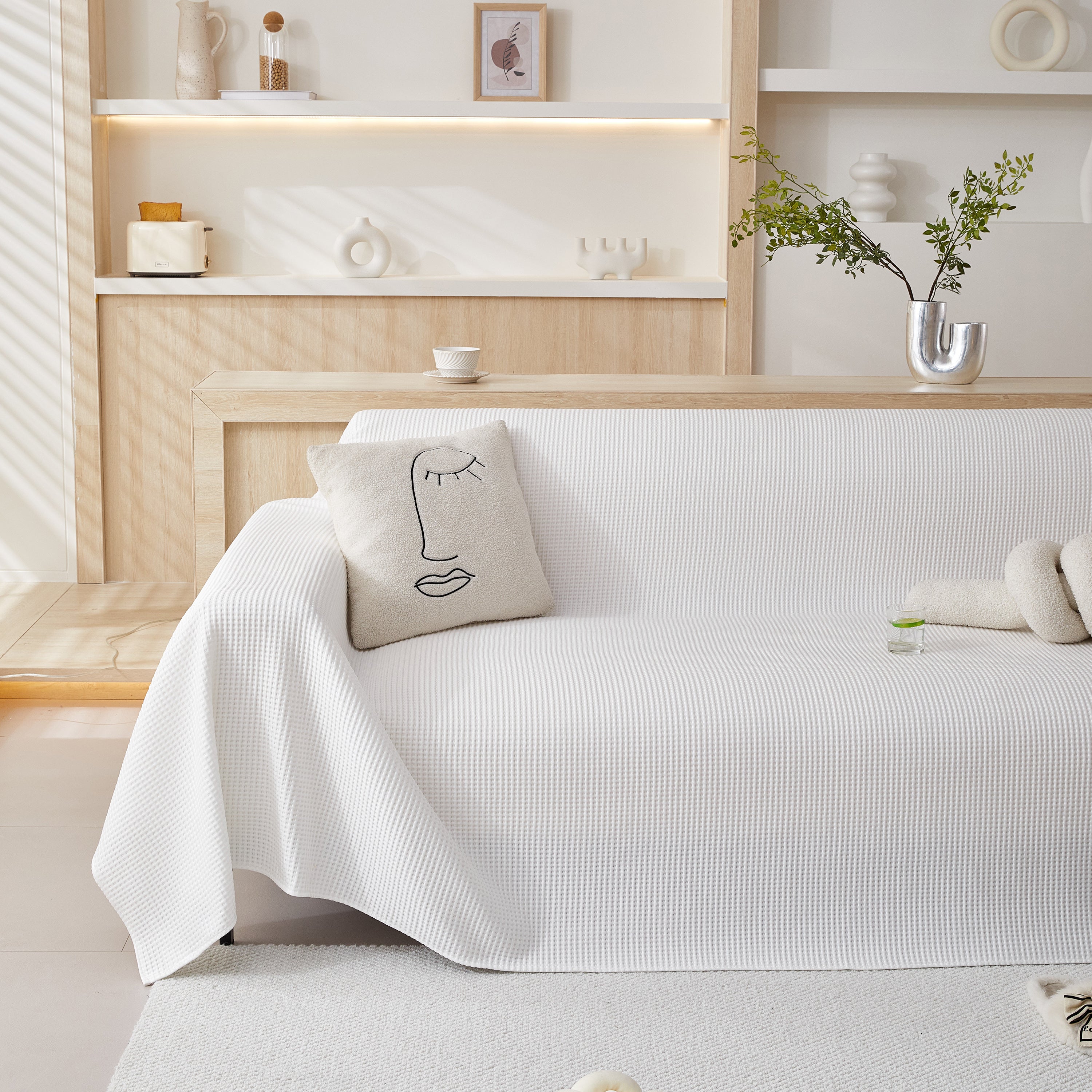 Cooling Comfy Throw Sofa Cover, Textured & Breathable, Multi-use Decorative Couch Covers For Summer