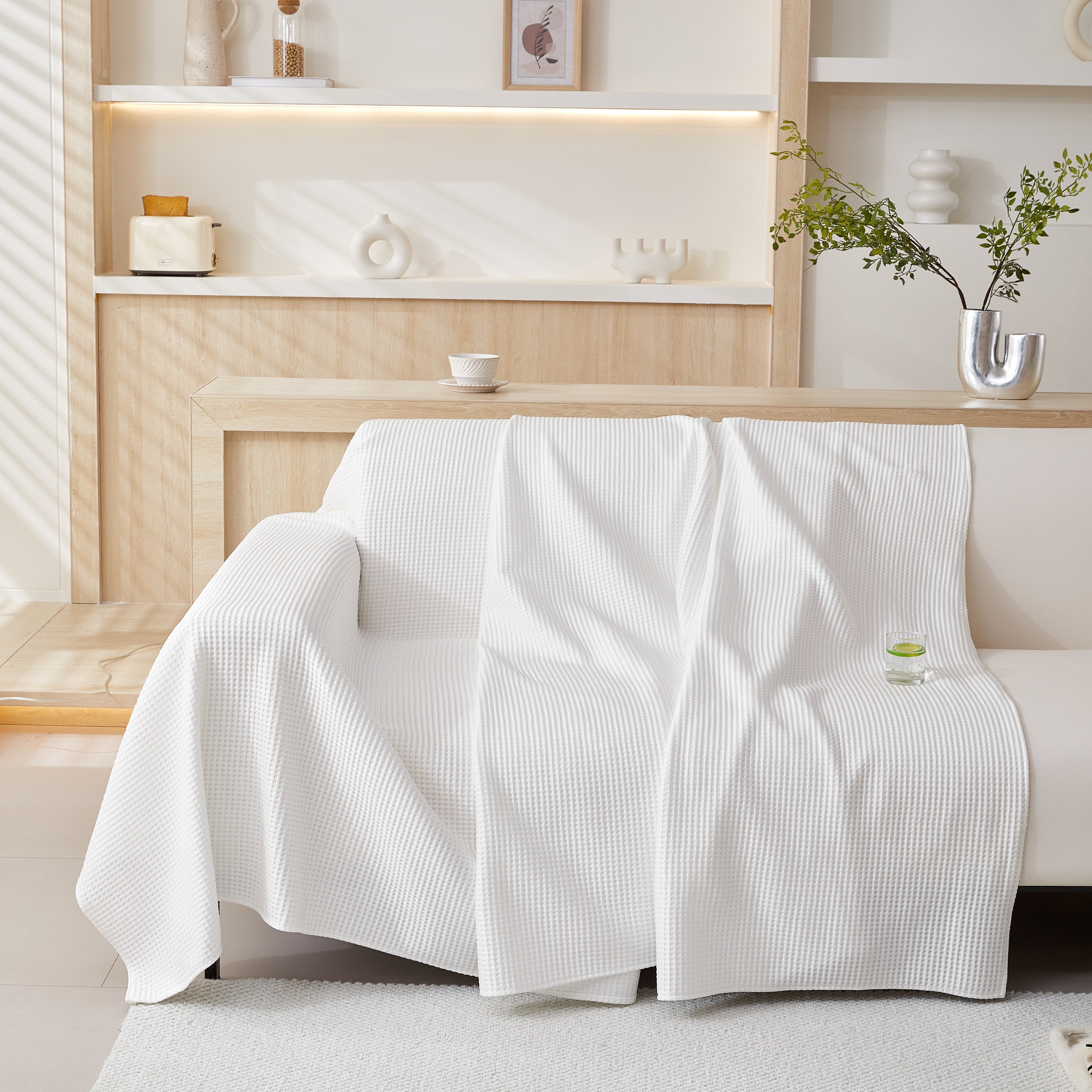Cooling Comfy Throw Sofa Cover, Textured & Breathable, Multi-use Decorative Couch Covers For Summer