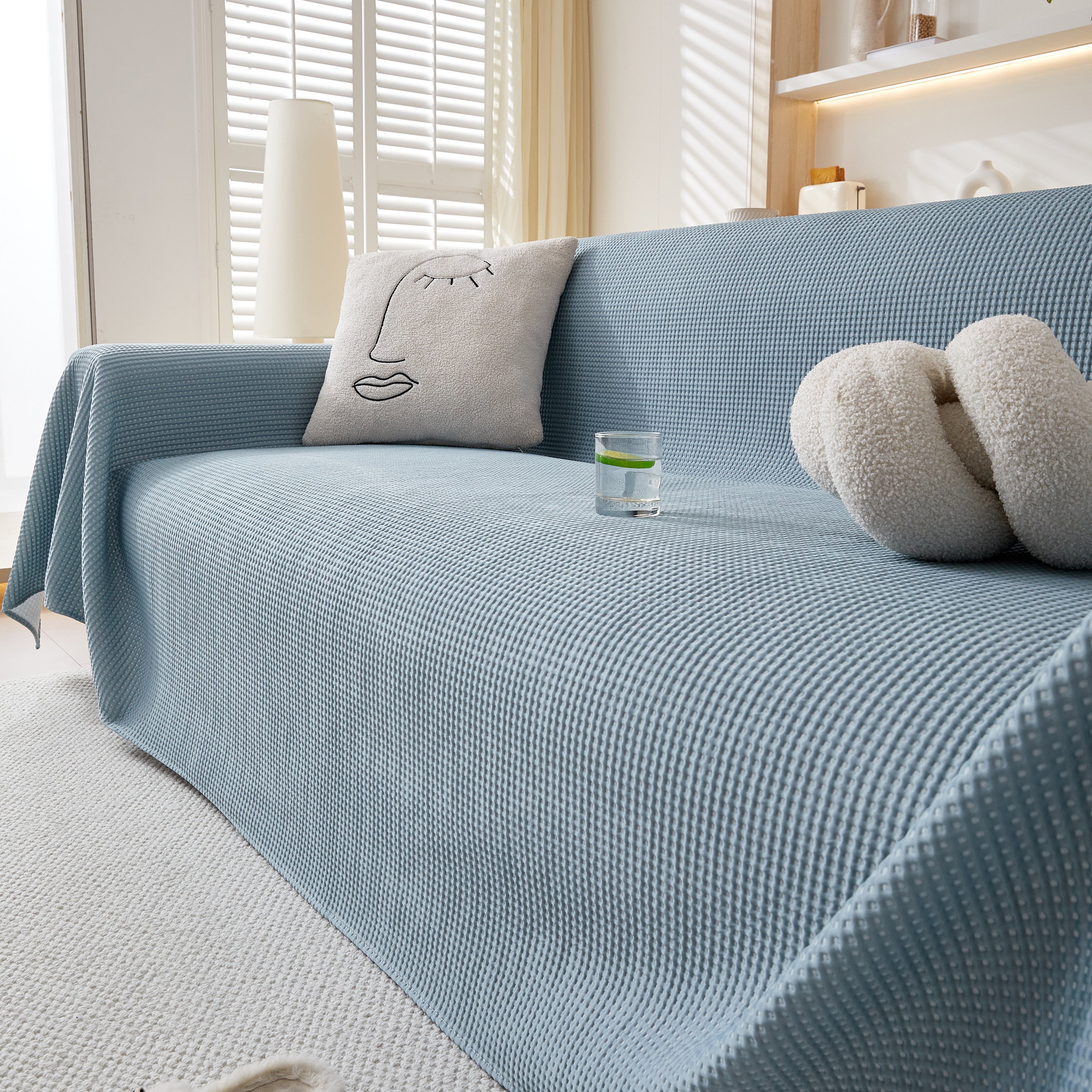 Cooling Comfy Throw Sofa Cover, Textured & Breathable, Multi-use Decorative Couch Covers For Summer