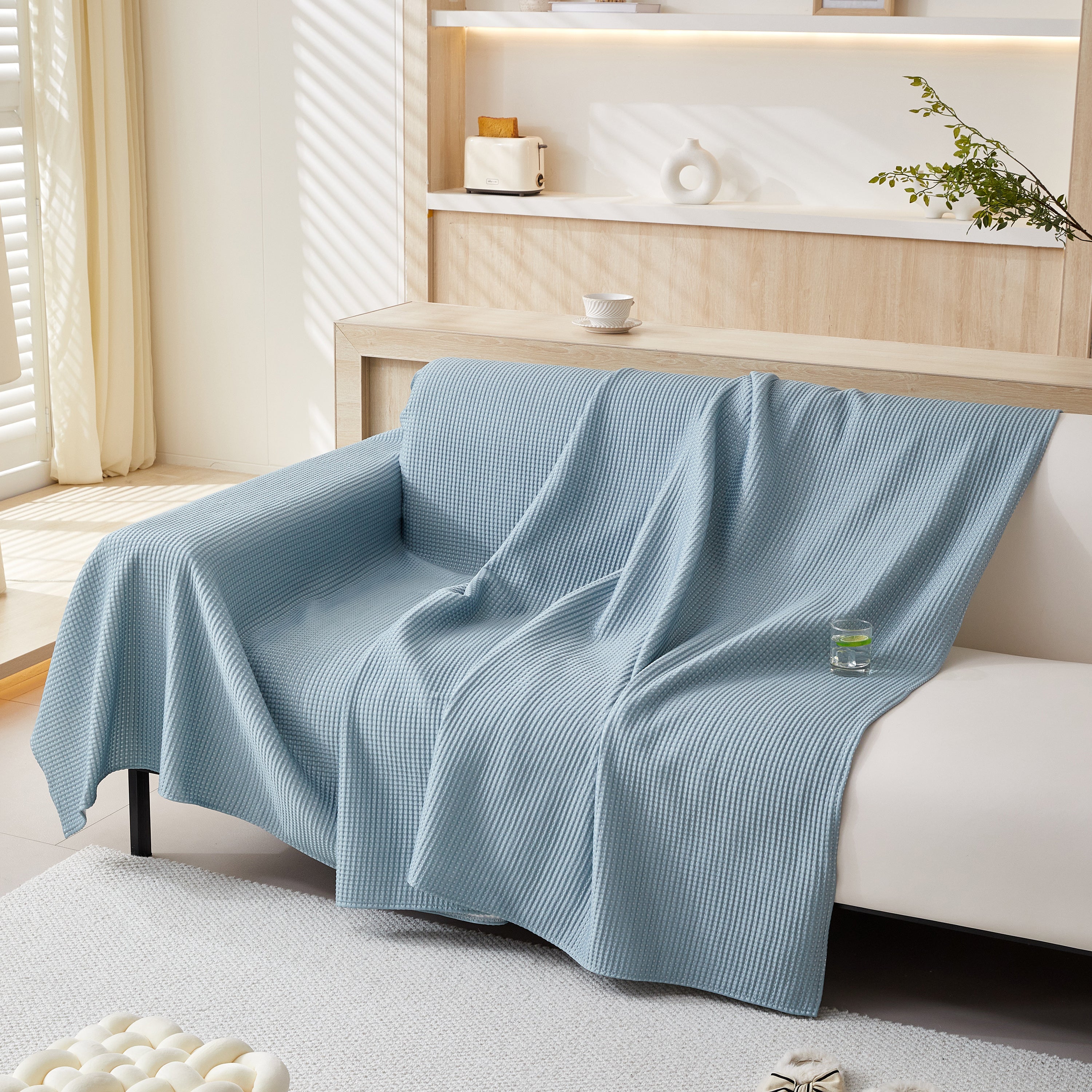 Cooling Comfy Throw Sofa Cover, Textured & Breathable, Multi-use Decorative Couch Covers For Summer