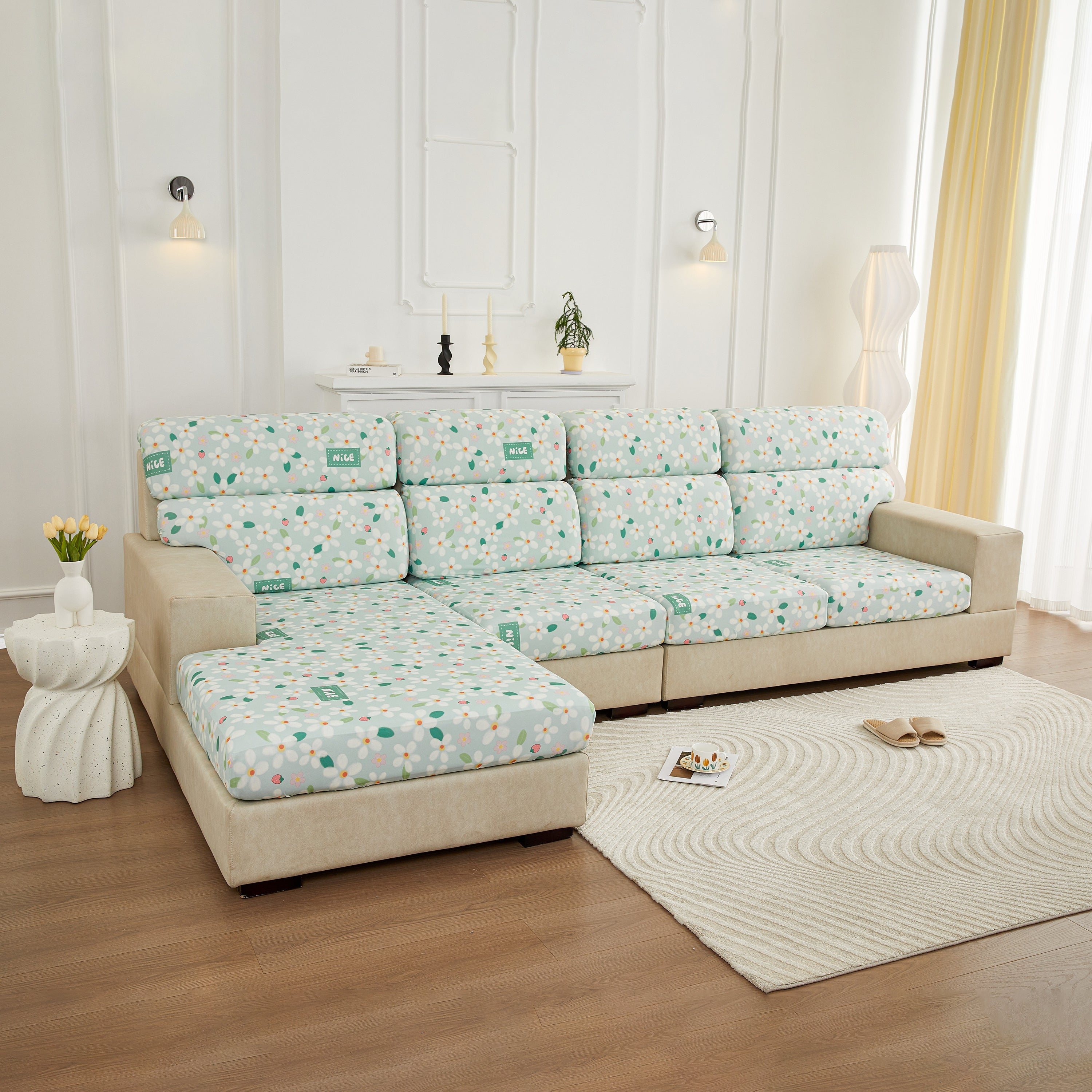Stretch Individual Cushion Slipcovers, Furniture Protector With Elastic Bottom, Couch Cover Replacement