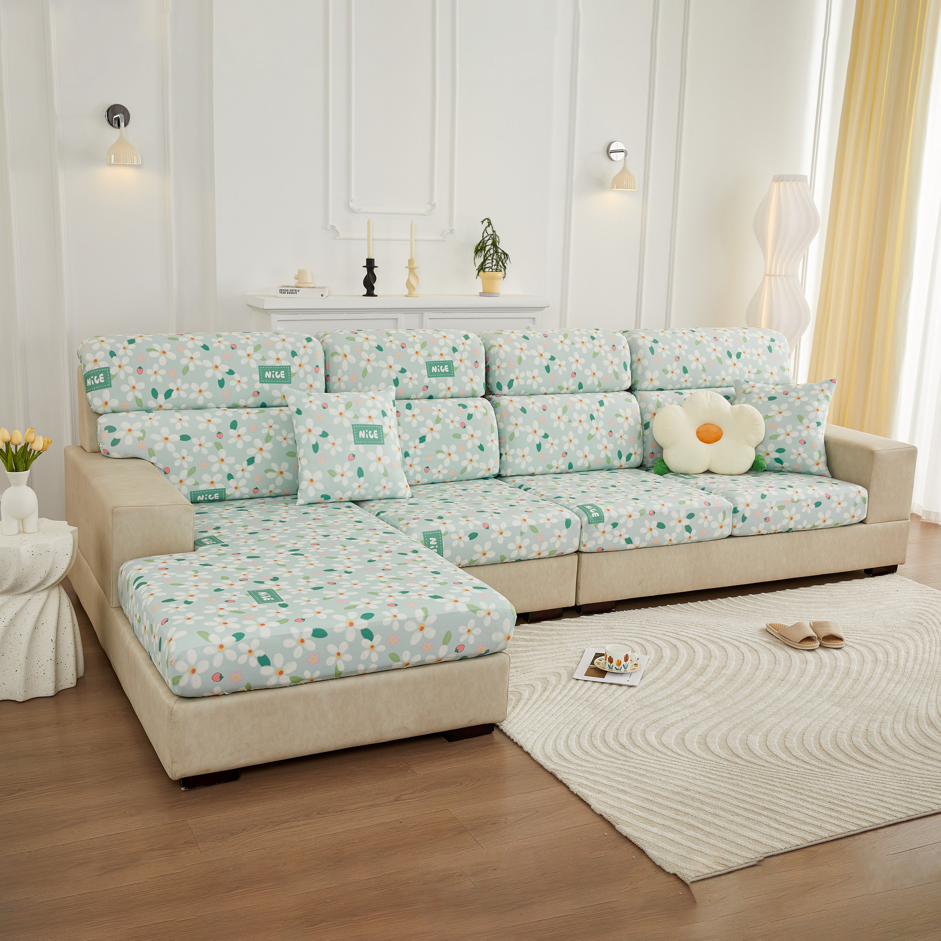 Stretch Individual Cushion Slipcovers, Furniture Protector With Elastic Bottom, Couch Cover Replacement