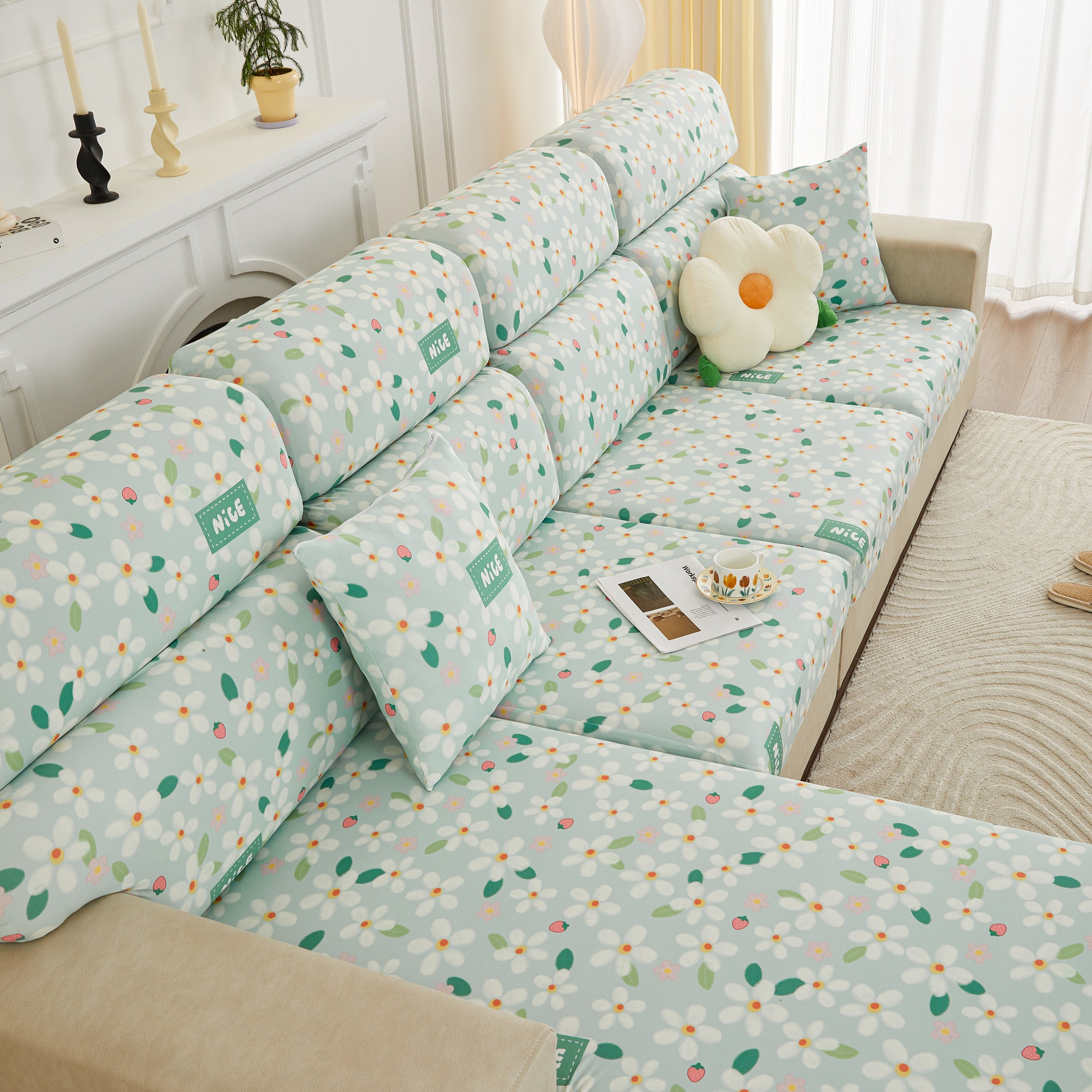 Stretch Individual Cushion Slipcovers, Furniture Protector With Elastic Bottom, Couch Cover Replacement