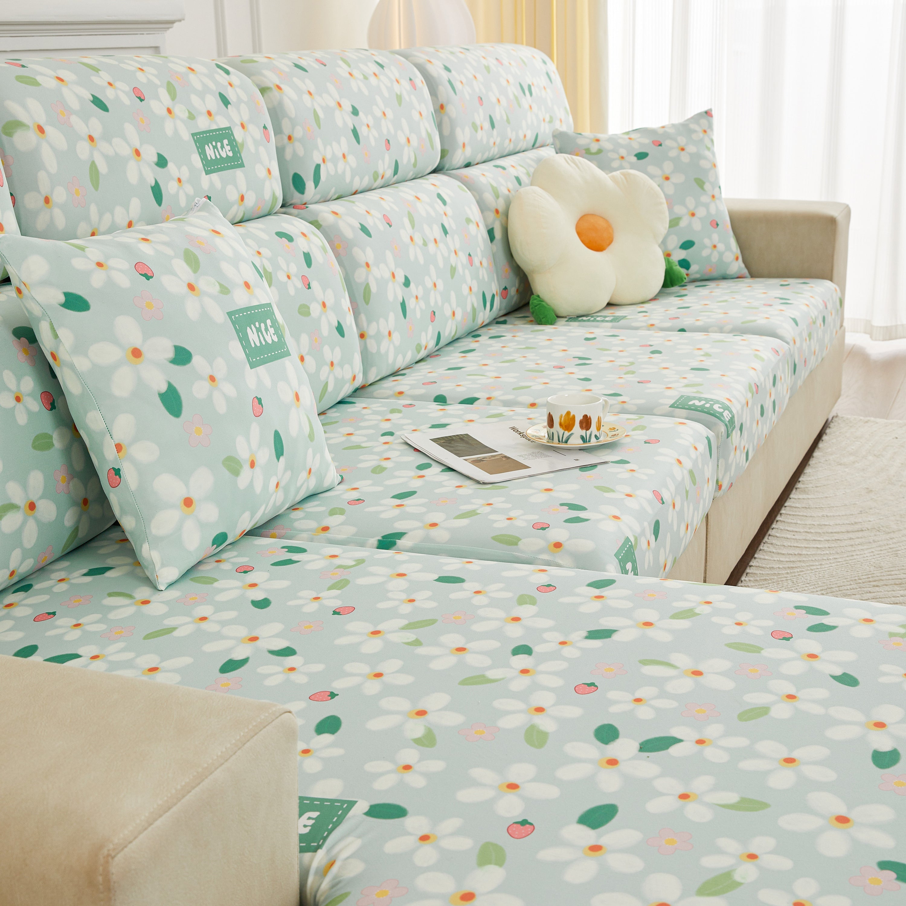 Stretch Individual Cushion Slipcovers, Furniture Protector With Elastic Bottom, Couch Cover Replacement