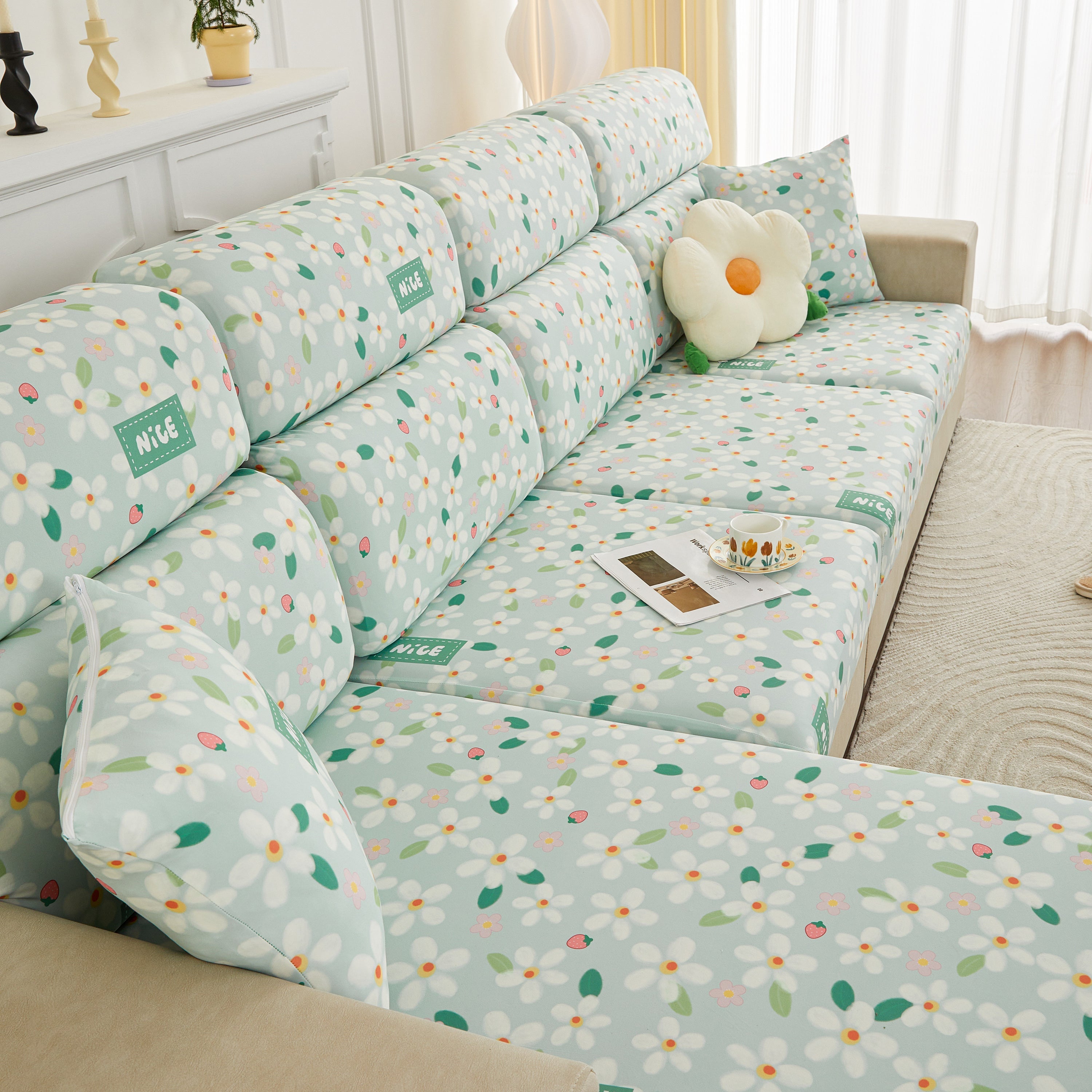 Stretch Individual Cushion Slipcovers, Furniture Protector With Elastic Bottom, Couch Cover Replacement