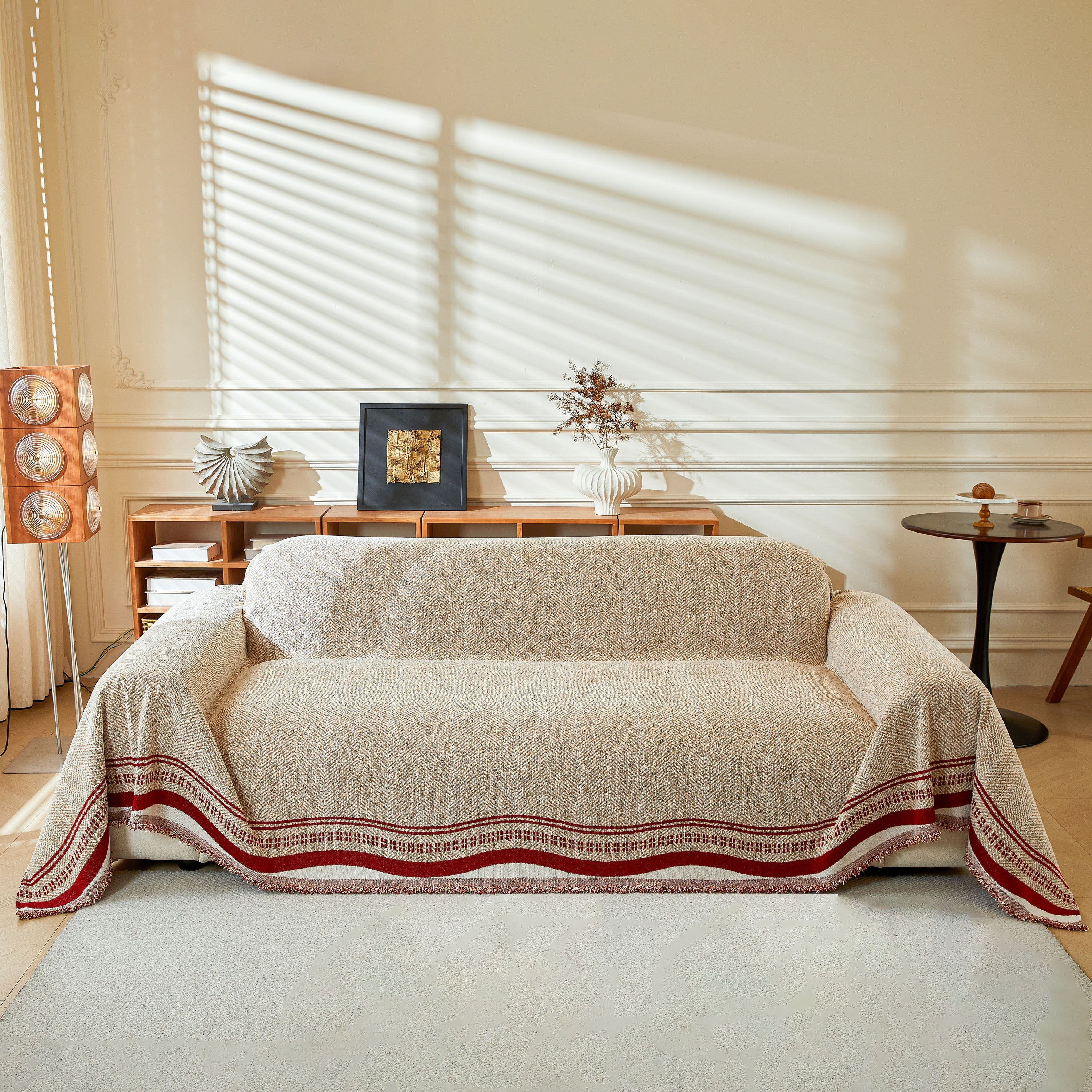 Reversible Herringbone Sofa Cover, 2-in-1 Classic British Throw Blanket For Couch