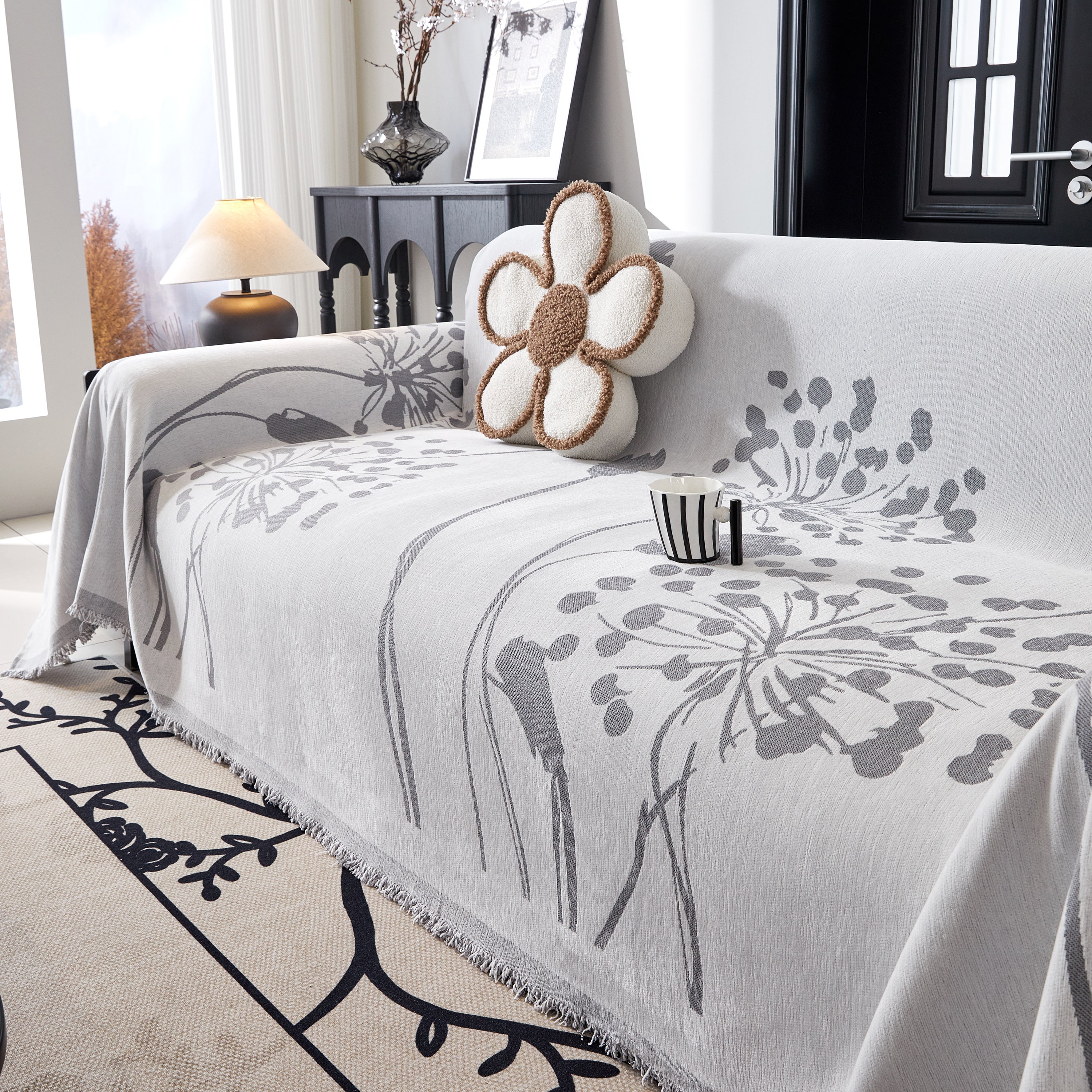 Dandelion Blanket Throw For Sofas Chenille Furniture Couch Cover, Couch Cushion Cover For Kids, Pets