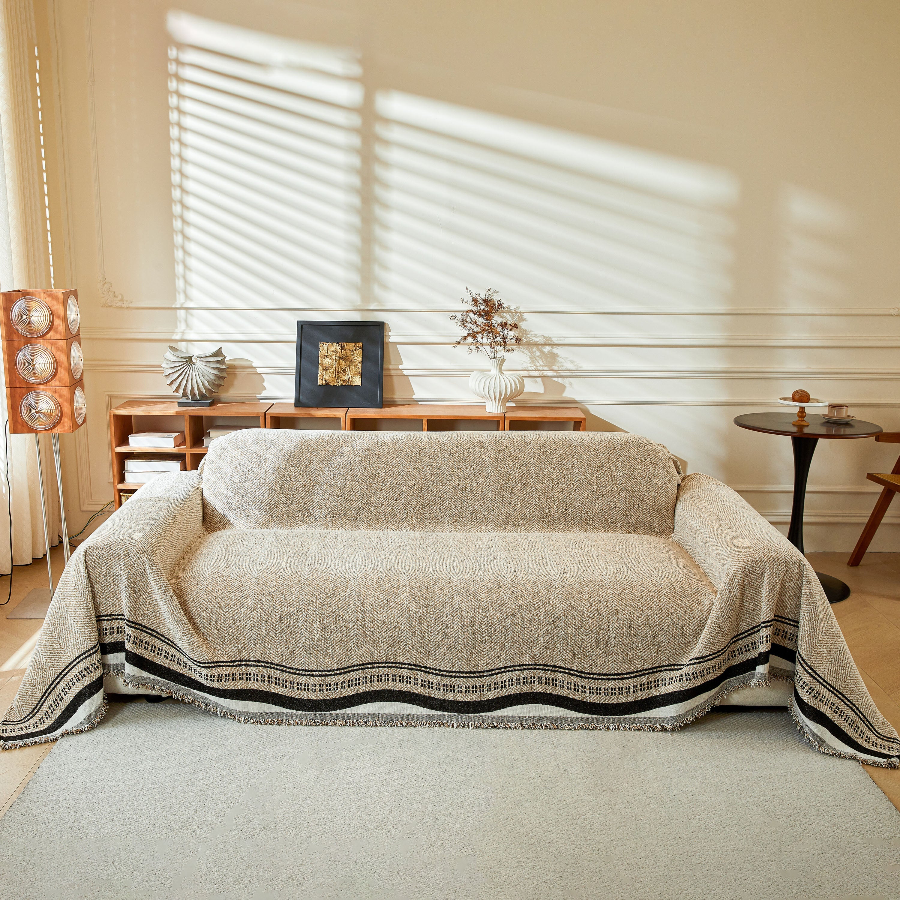Reversible Herringbone Sofa Cover, 2-in-1 Classic British Throw Blanket For Couch