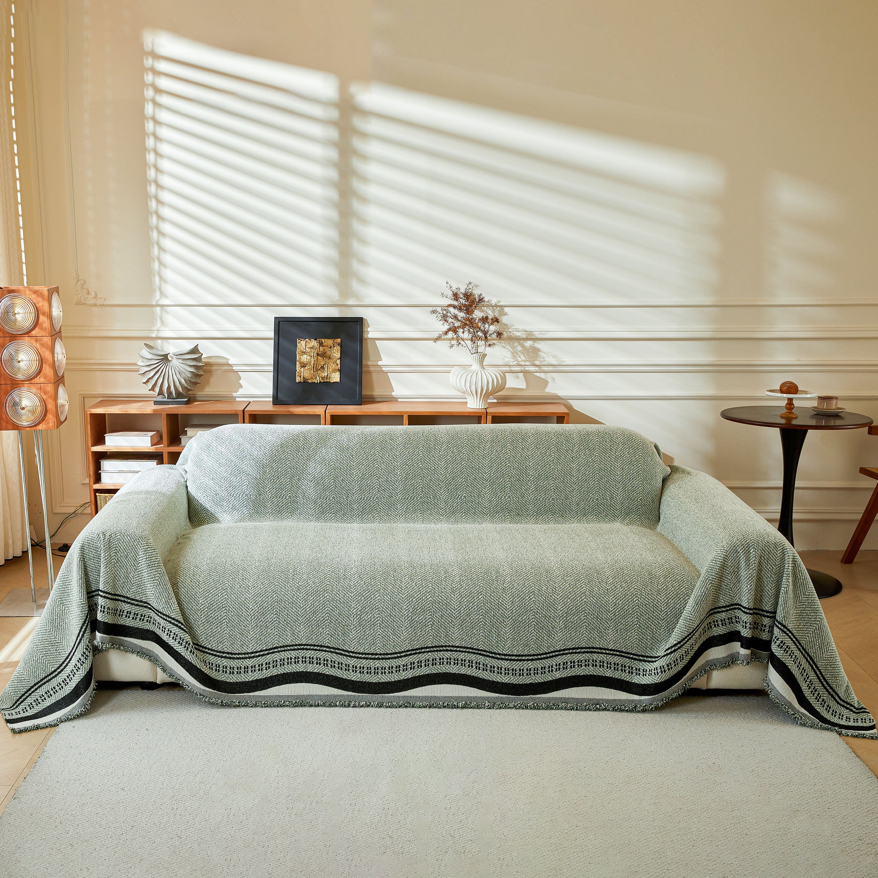 Reversible Herringbone Sofa Cover, 2-in-1 Classic British Throw Blanket For Couch