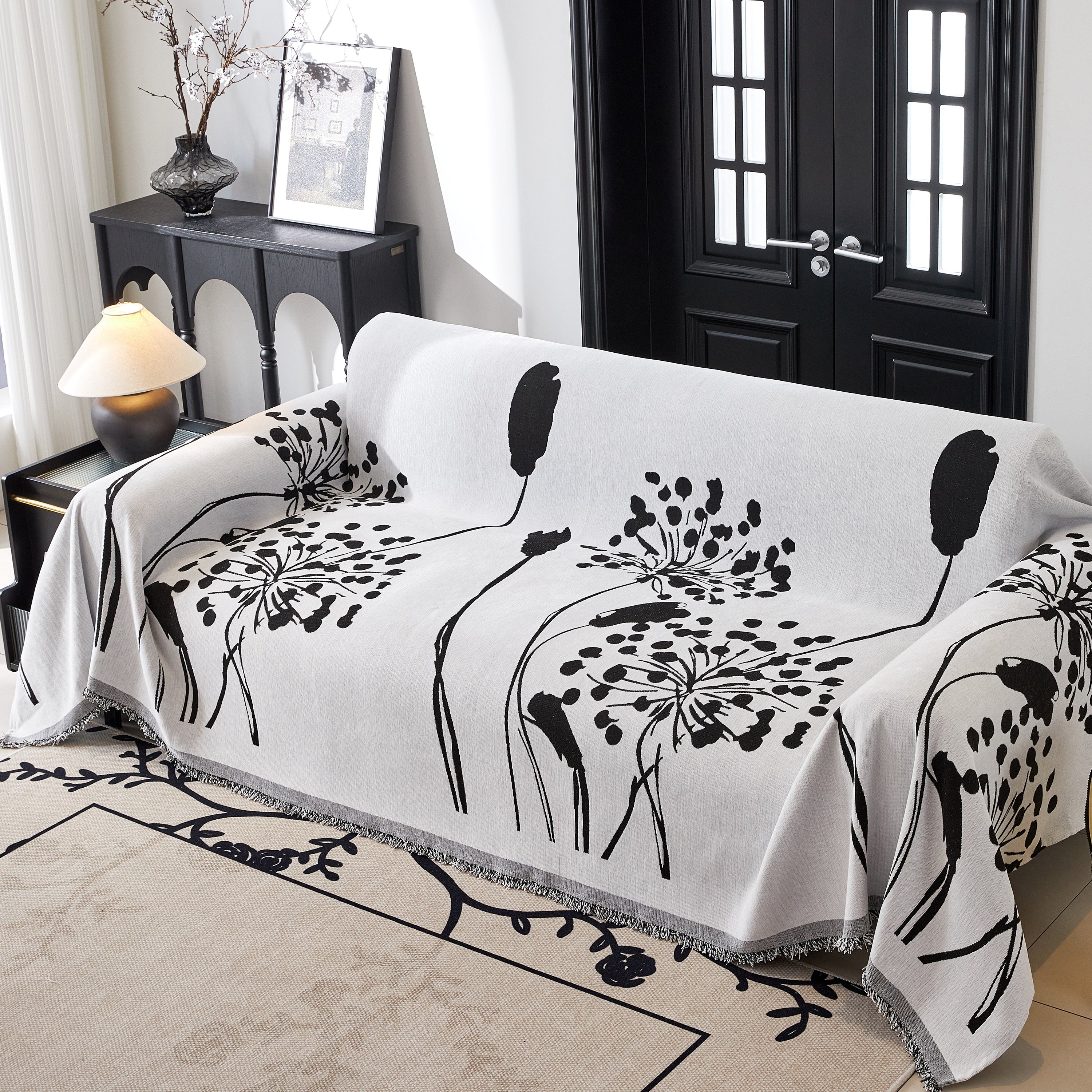 Dandelion Blanket Throw For Sofas Chenille Furniture Couch Cover, Couch Cushion Cover For Kids, Pets