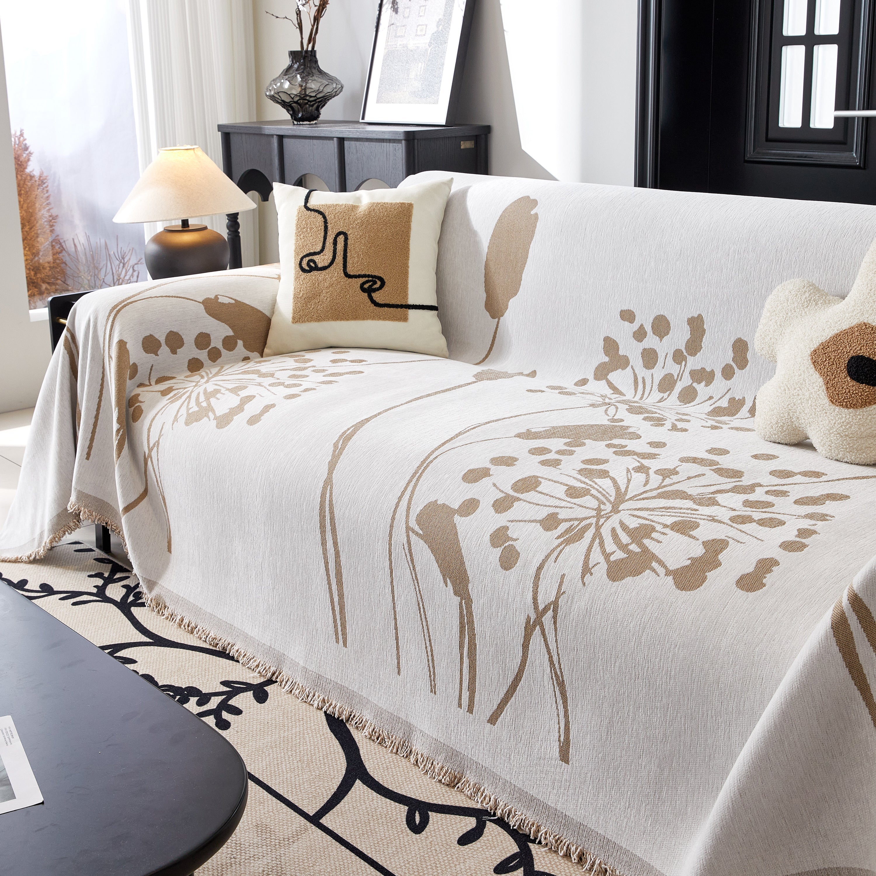 Dandelion Blanket Throw For Sofas Chenille Furniture Couch Cover, Couch Cushion Cover For Kids, Pets