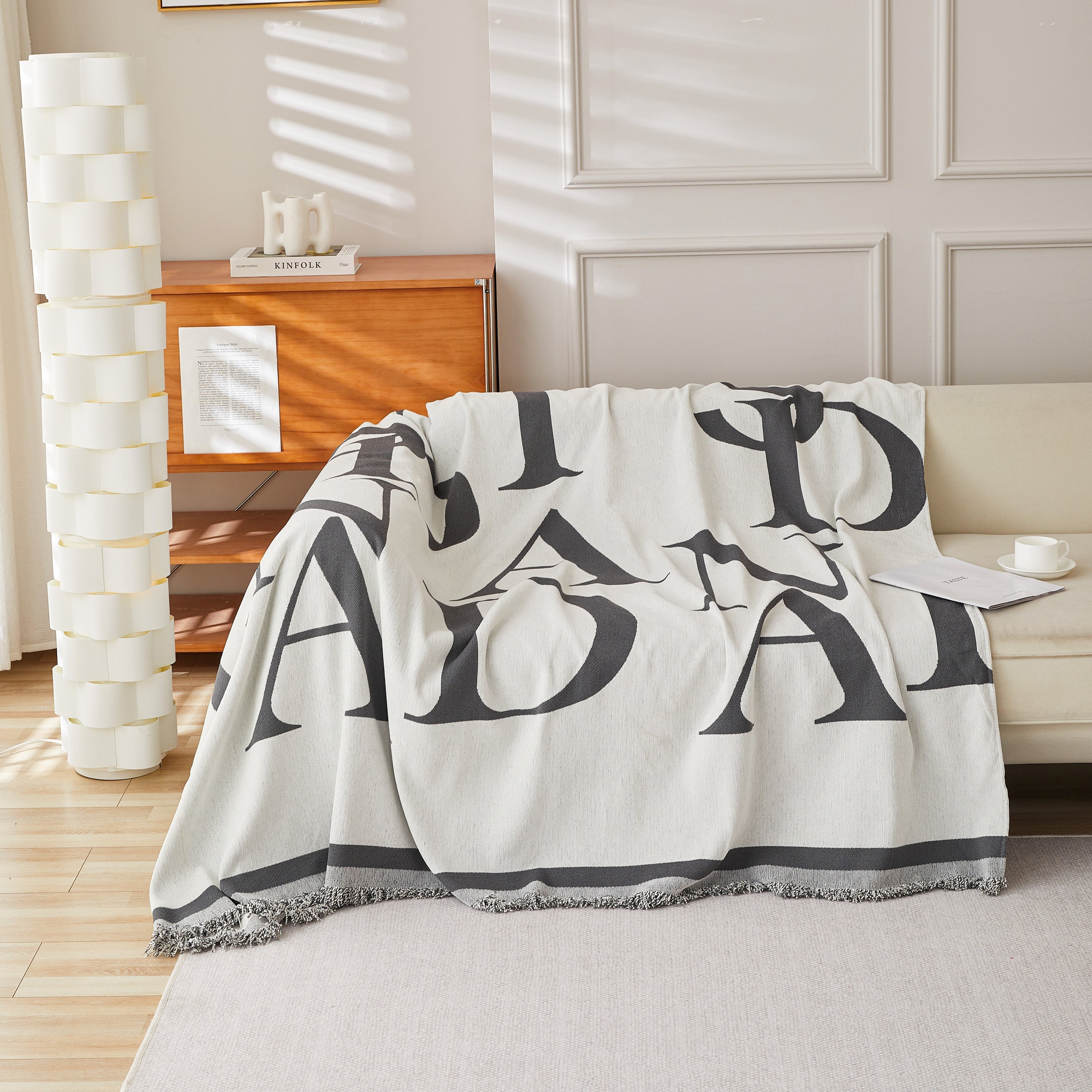 Chenille Jacquard Alphabet Sofa Blanket Cover, L Shape Sofa Cover, Reversible Couch Covers For Dogs