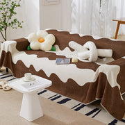 Chenille Minimalist Wavy Sofa Throw Cover, Cozy Blankets For Couch, Machine Washable Couch Protector