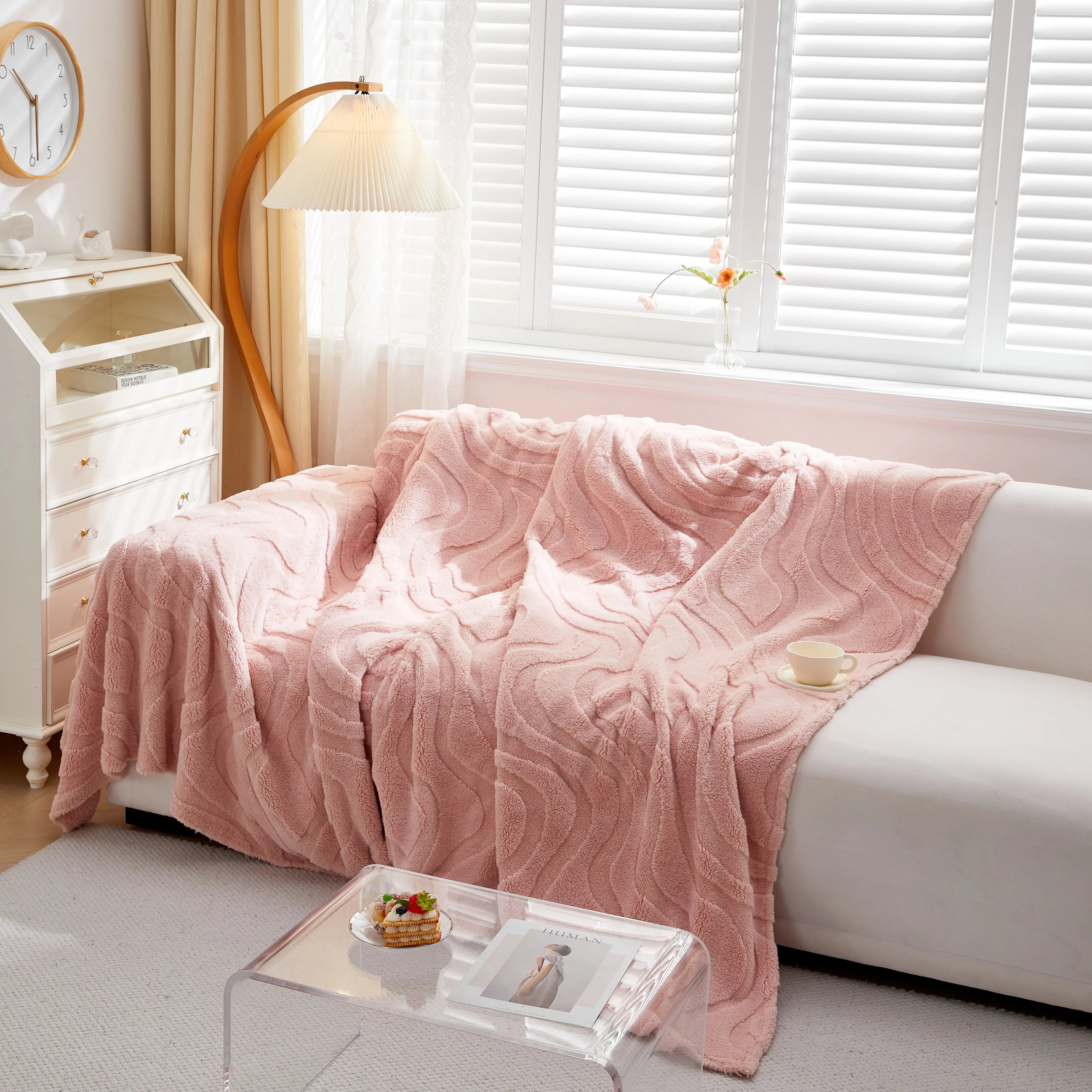 Thick Plush Jacquard Velvet Throw Blanket On Sofa, Sofa Slipcovers And Sectional Sofa Covers