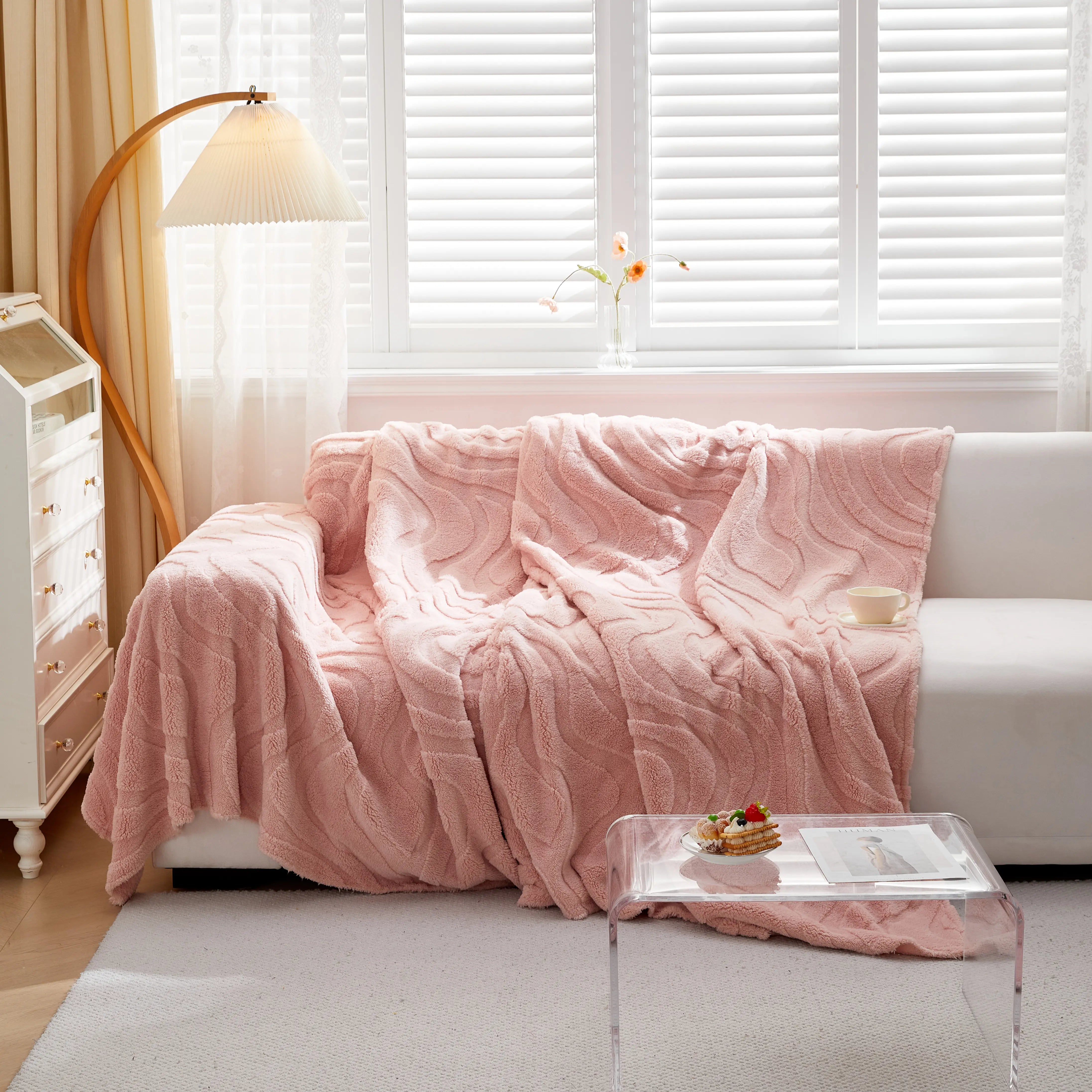 Thick Plush Jacquard Velvet Throw Blanket On Sofa, Sofa Slipcovers And Sectional Sofa Covers