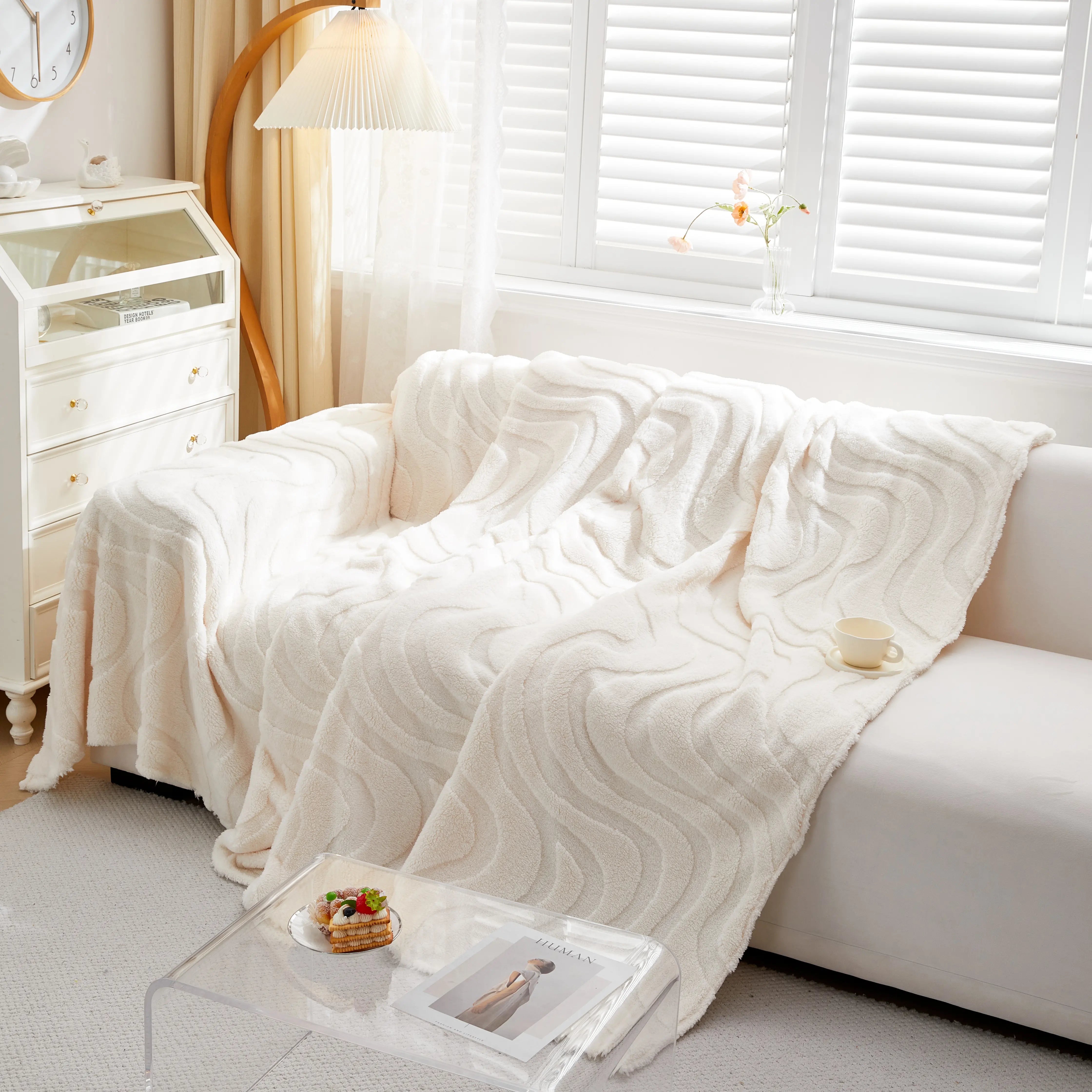 Thick Plush Jacquard Velvet Throw Blanket On Sofa, Sofa Slipcovers And Sectional Sofa Covers