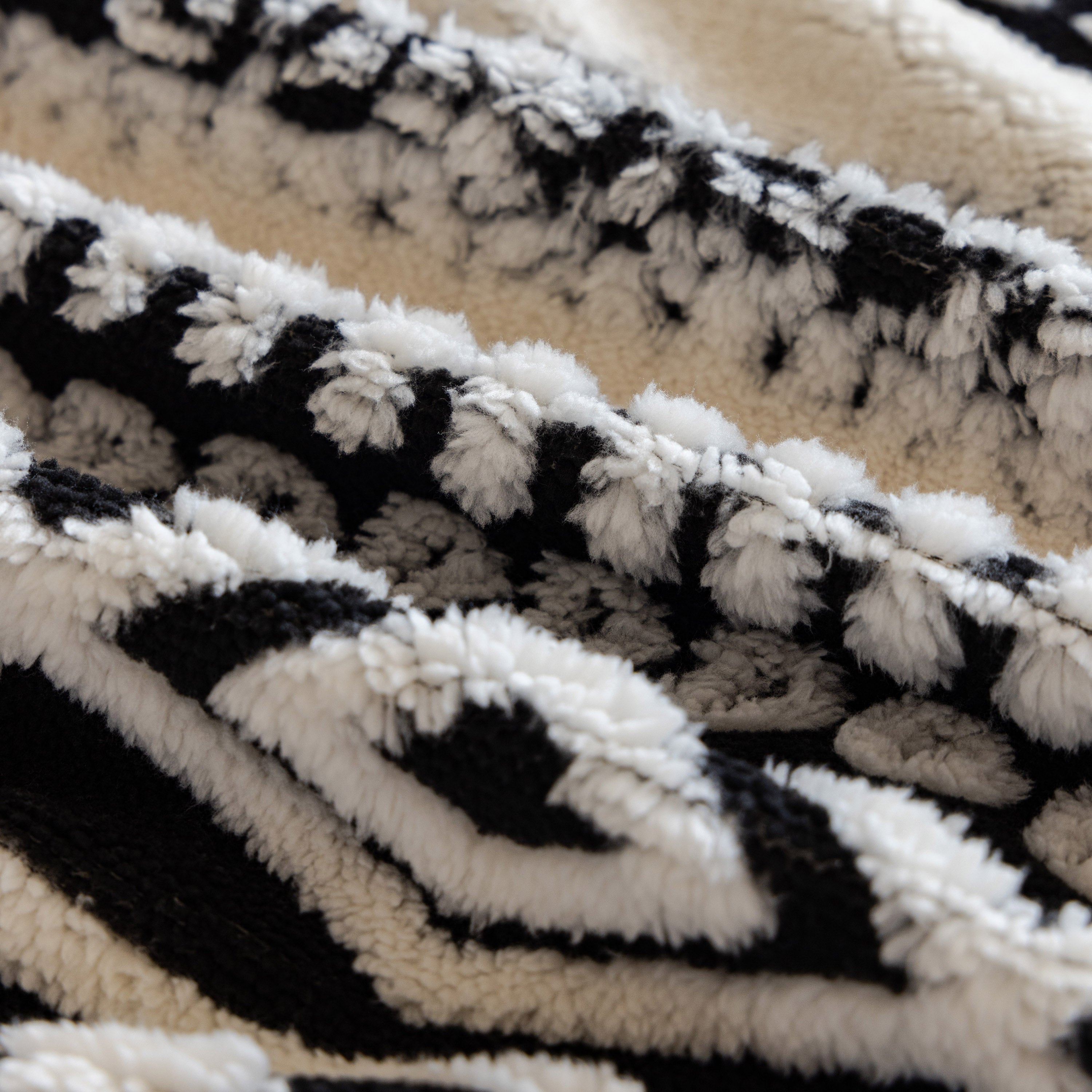 Bohemian Tufted Sofa Cover, Plush Fleece Throw Blanket With 3d Woven Aztec Stripes
