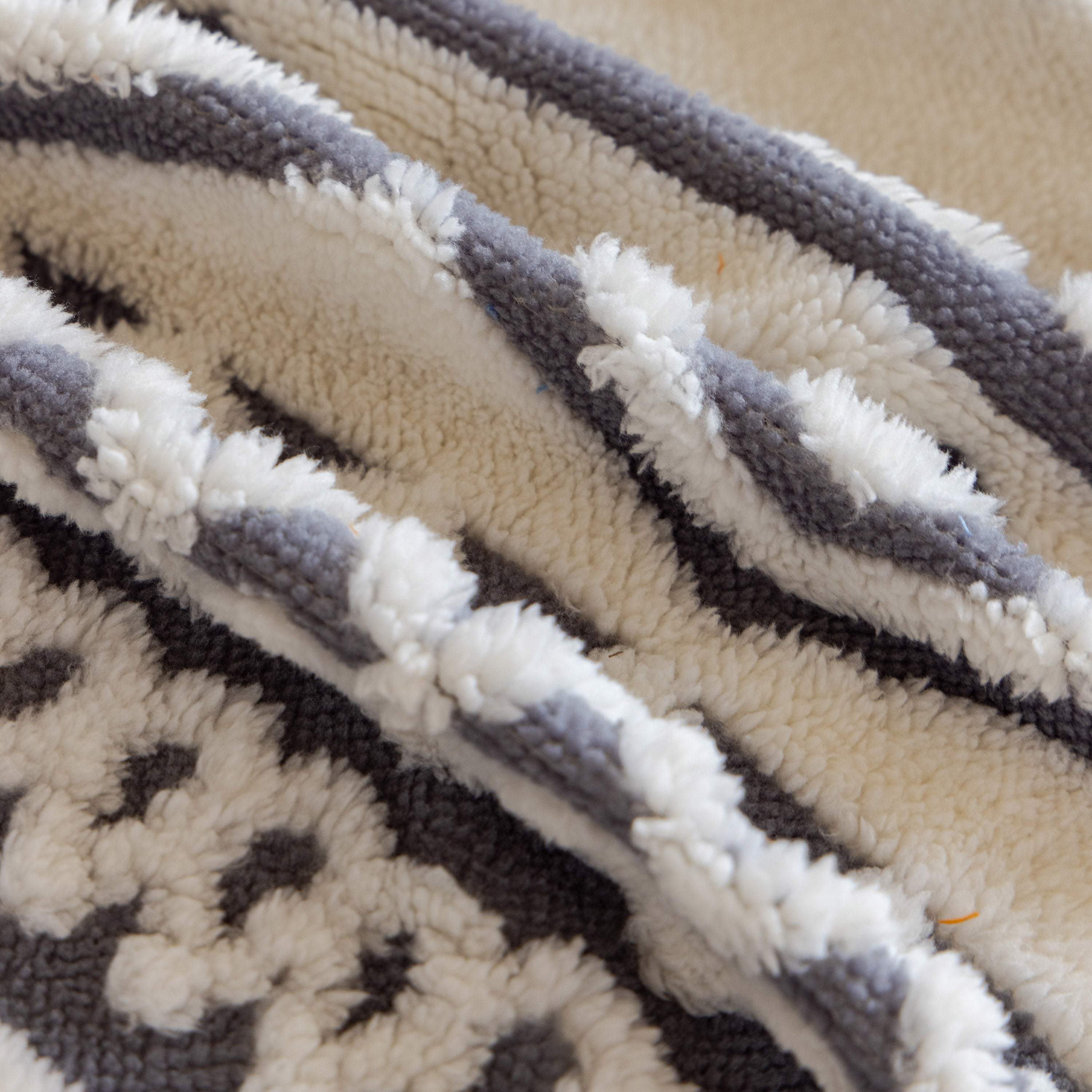 Bohemian Tufted Sofa Cover, Plush Fleece Throw Blanket With 3d Woven Aztec Stripes