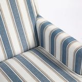 Upholstered Accent Chair with Striped Linen Fabric and Nailhead Trim