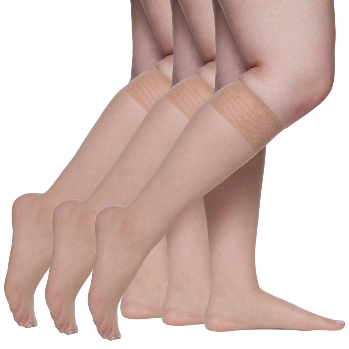 3 Pair Pack Queen All Day Sheer Knee High With Sandalfoot Toe