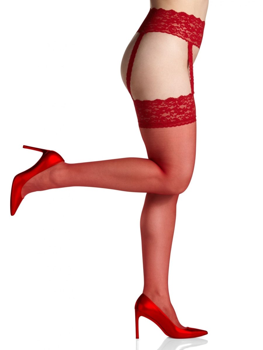 Sexyhose Silky Sheer Lace Garter Stocking With Sandalfoot Toe