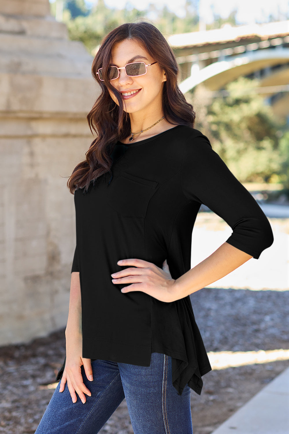 Basic Bae Full Size Round Neck Pocketed T-shirt