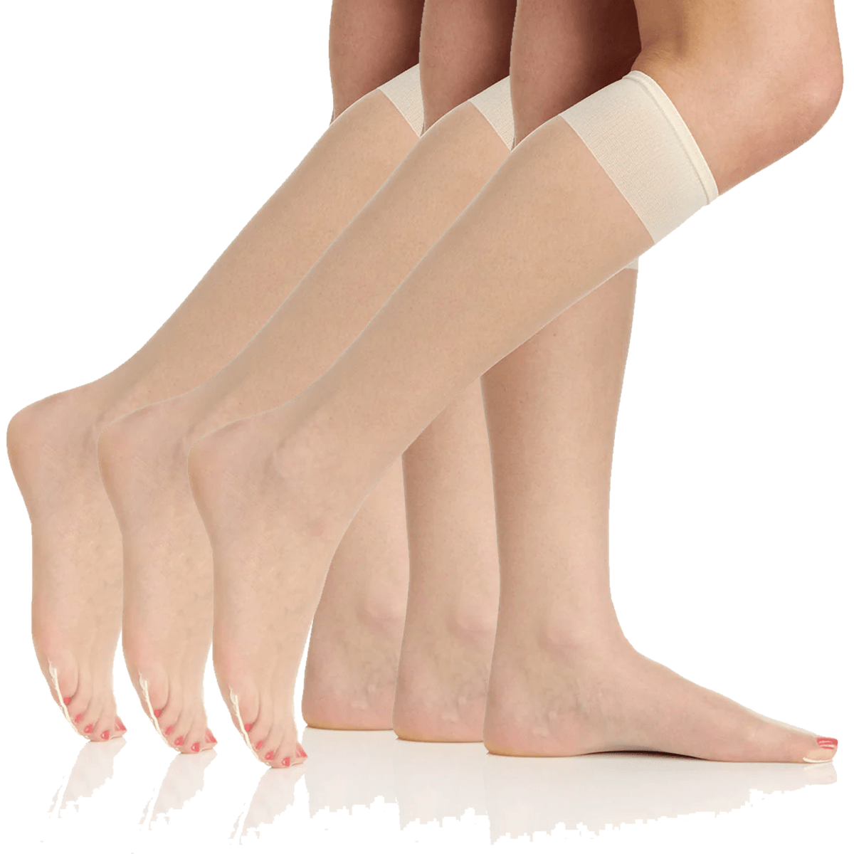 3 Pair Pack Ultra Sheer Knee High With Sandalfoot Toe