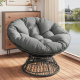Papasan Wicker Chair with Fabric Cushion and 360 Degree Swivel