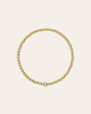 3mm Gold Bead Bracelet With Diamond Bar