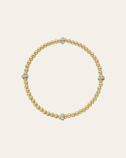3mm Gold Segment Bead Bracelet with Diamond Bars