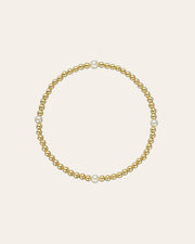 3mm Gold Segment Bead Bracelet with Pearl Beads