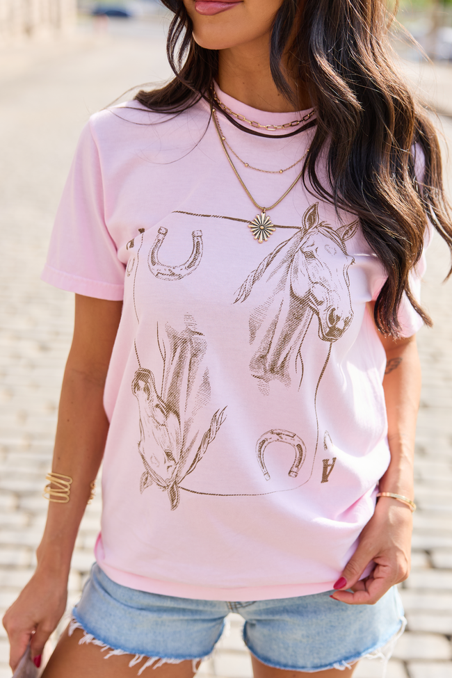 Horseshoe Card Light Pink Graphic Tee