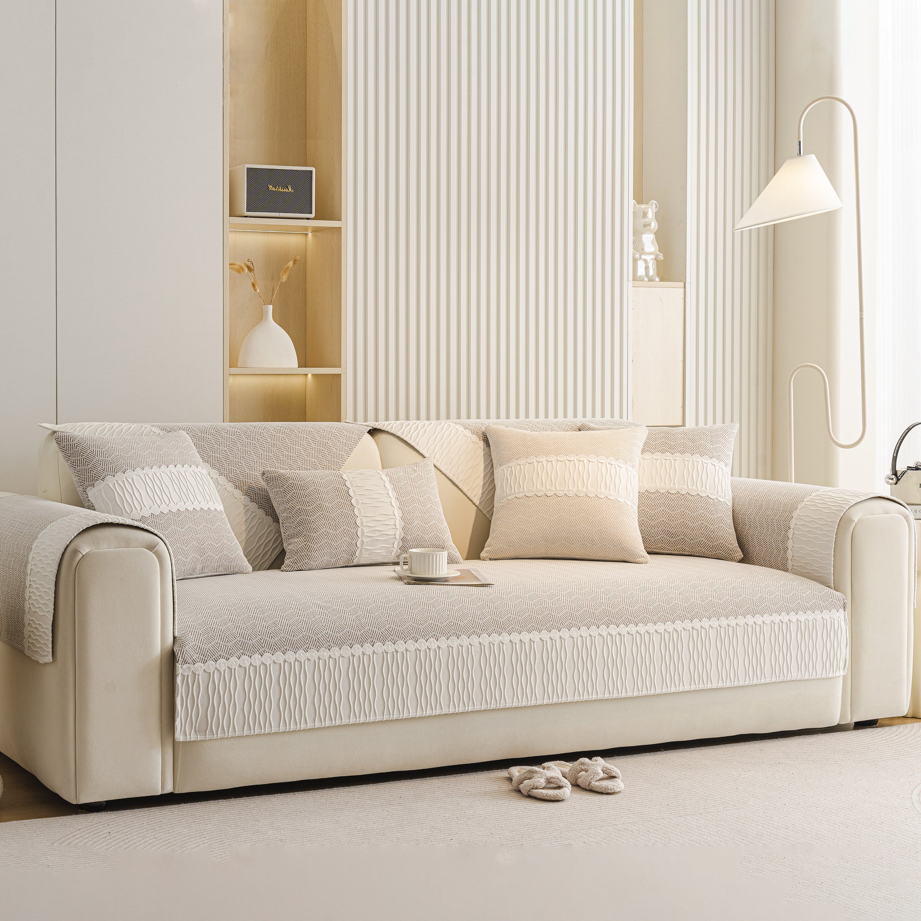 Herringbone Sofa Protector Cover, Non-slip Couch Cover For Seat, Back & Arms