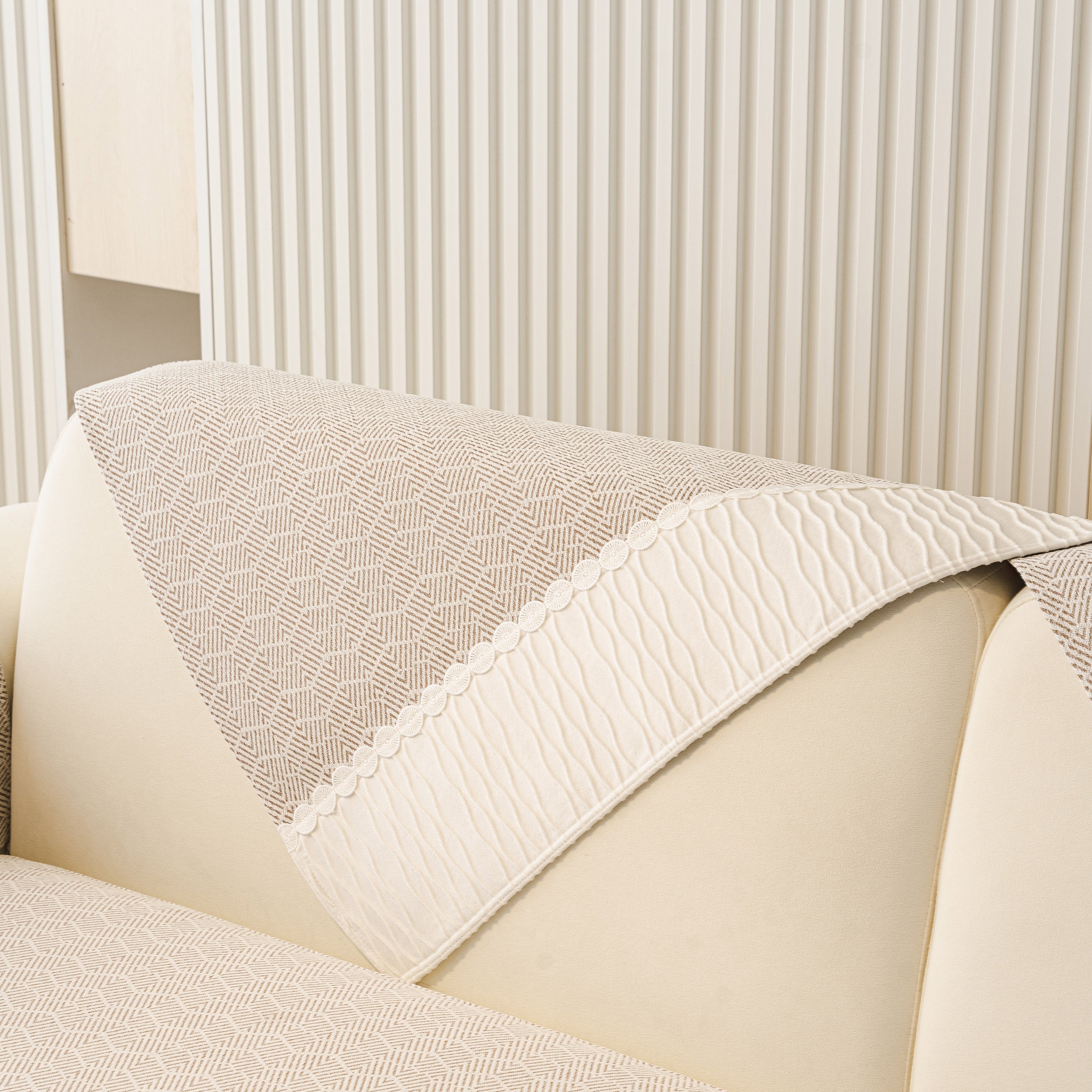 Herringbone Sofa Protector Cover, Non-slip Couch Cover For Seat, Back & Arms