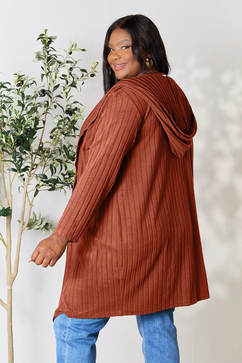Basic Bae Full Size Hooded Sweater Cardigan | Includes Plus Size