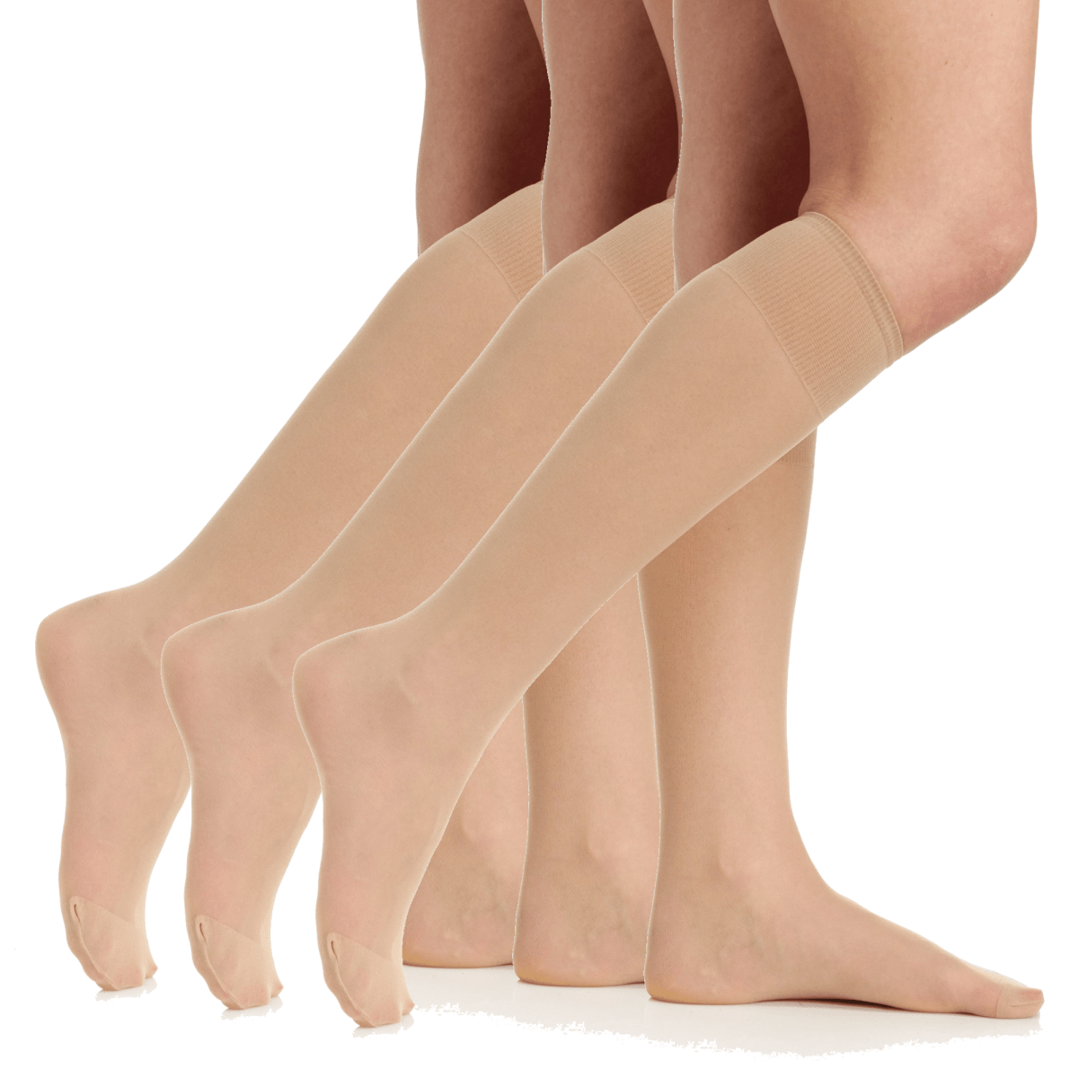3 Pair Pack All Day Sheer Knee High With Reinforced Toe