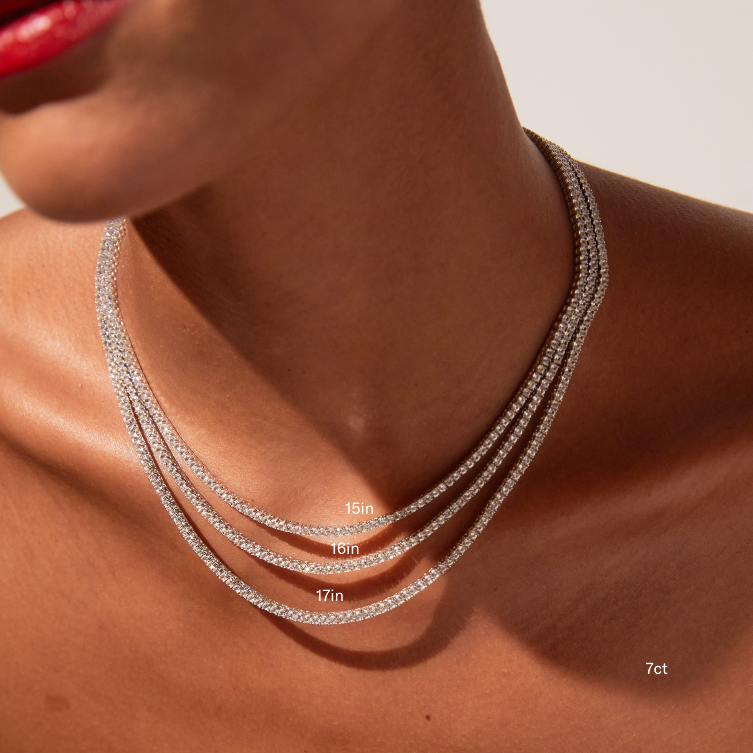 Lab Grown White Sapphire Tennis Necklace